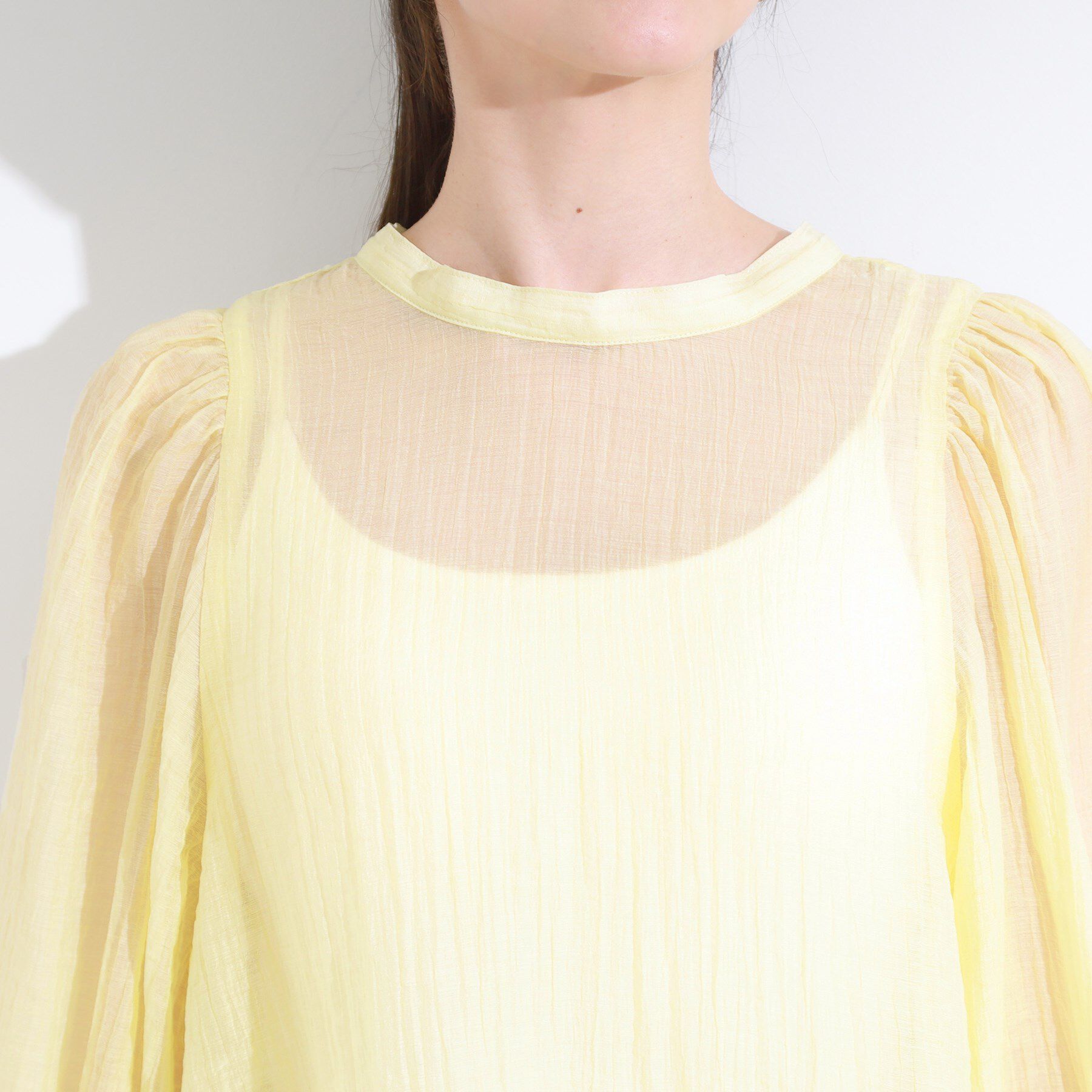 SHOO･LA･RUE「【S-LL/前後2WAY】バルーンスリーブが華やか こなれ見えシアーブラウス」|シャツ・ブラウス|