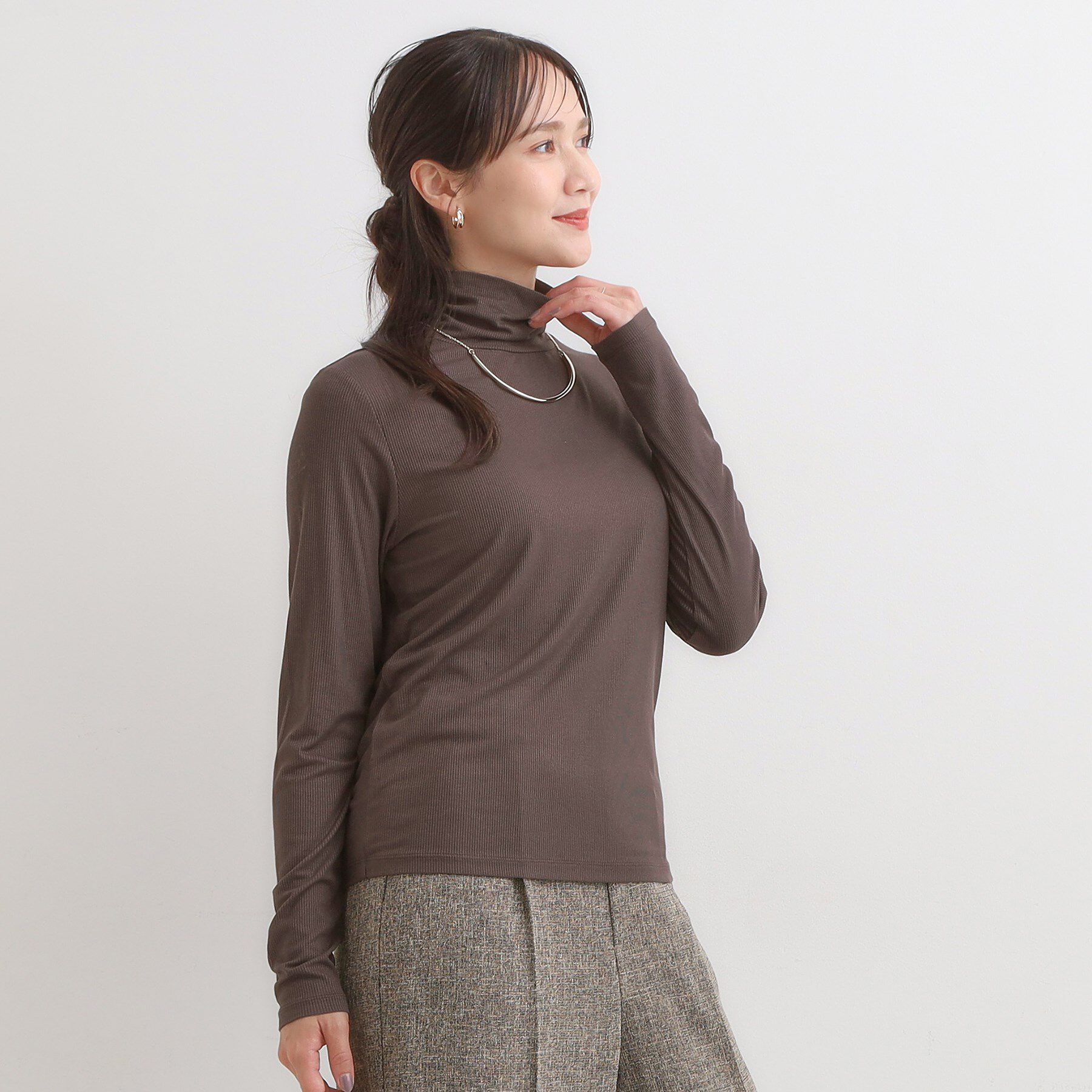 SHOO･LA･RUE「【S-LL/吸湿発熱】なめらかとろみ インナータートル」|Tシャツ・カットソー|