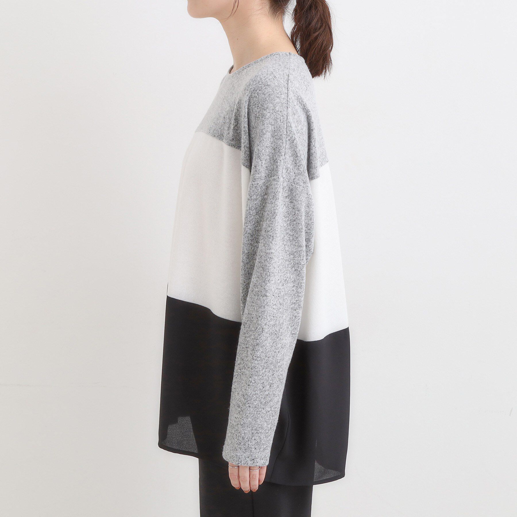 SHOO･LA･RUE「【S-LL】インしないで着られる 3段切り替えトップス」|Tシャツ・カットソー|