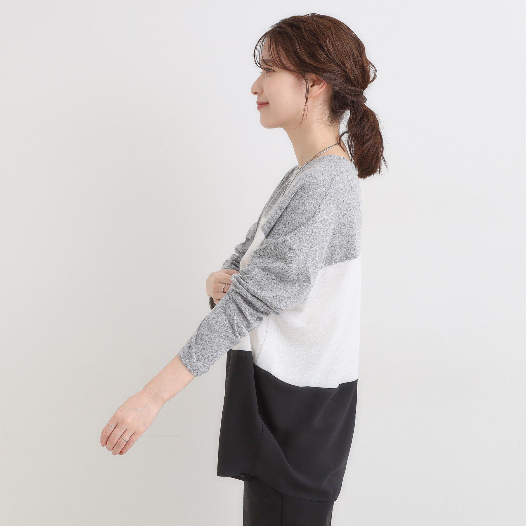 SHOO･LA･RUE「【S-LL】インしないで着られる 3段切り替えトップス」|Tシャツ・カットソー|