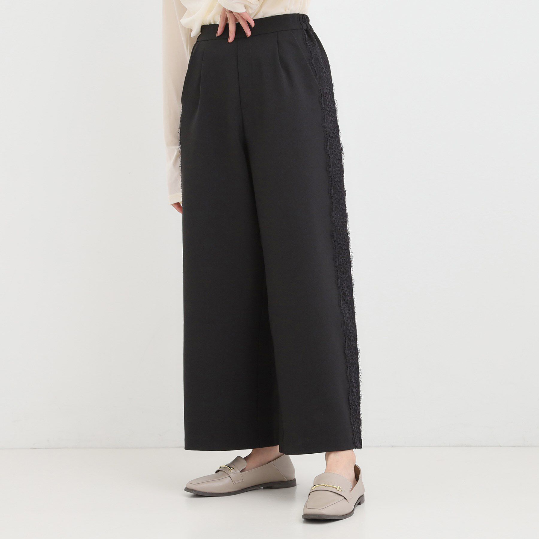 SHOO･LA･RUE「サイドレースワイドパンツ」|その他|ブラック(019)