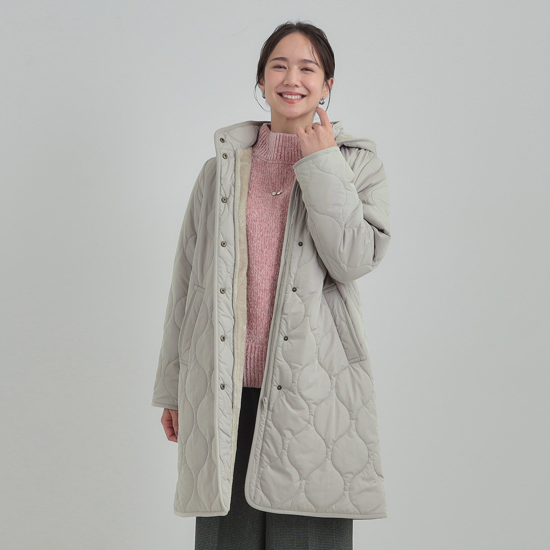 SHOO･LA･RUE「【撥水/フード取り外し可】冬に嬉しいこだわり満載 ひょうたん柄キルトコート」|その他|