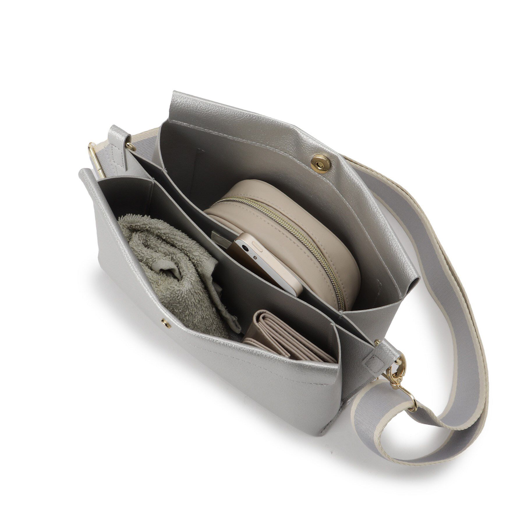 SHOO･LA･RUE「配色ベルトがアクセント 3層ショルダーバッグ」|ショルダー・メッセンジャー|