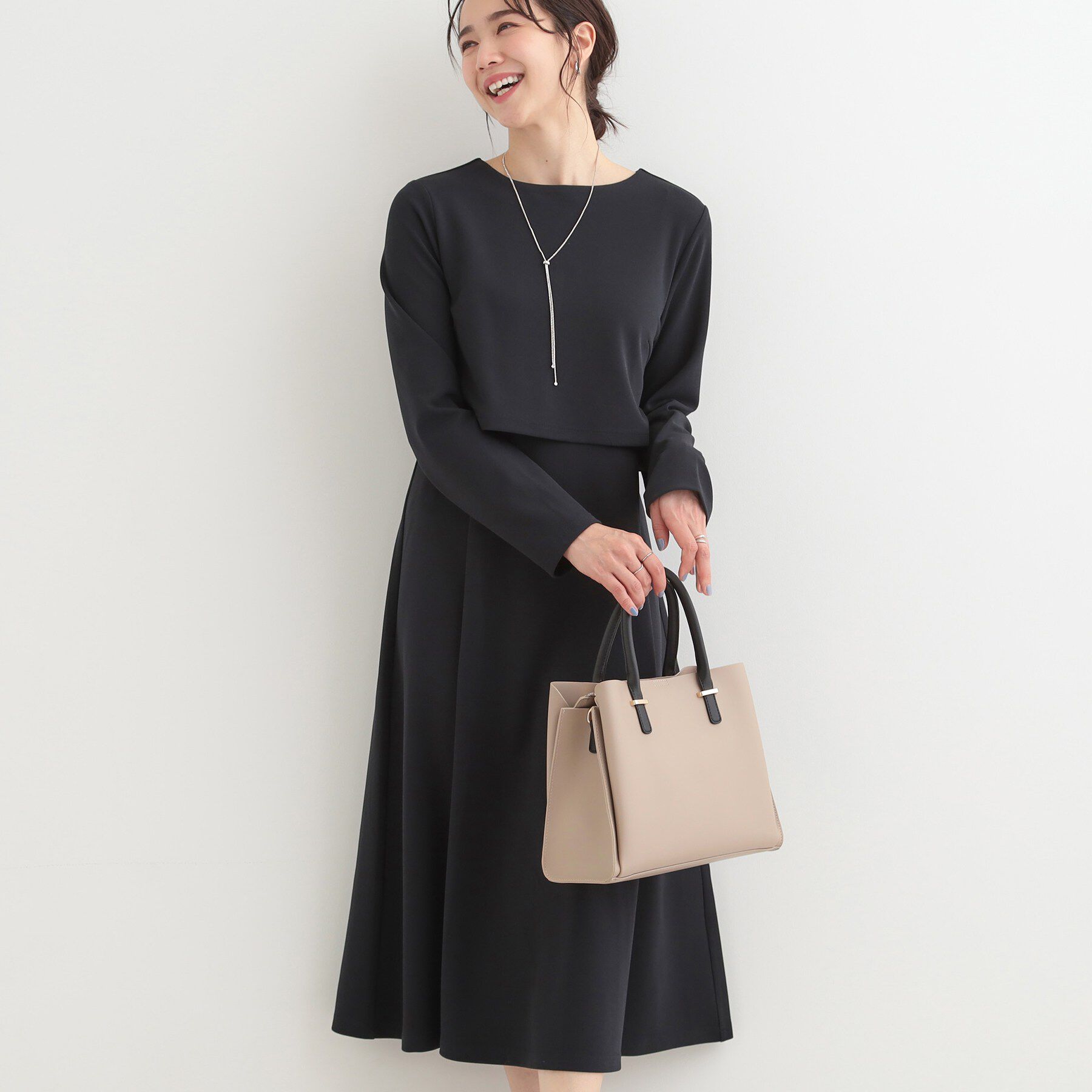 SHOO･LA･RUE「【S-LL】コーデに迷わずきちんと決まる セットアップ風ワンピース」|ワンピース|ネイビー(094)