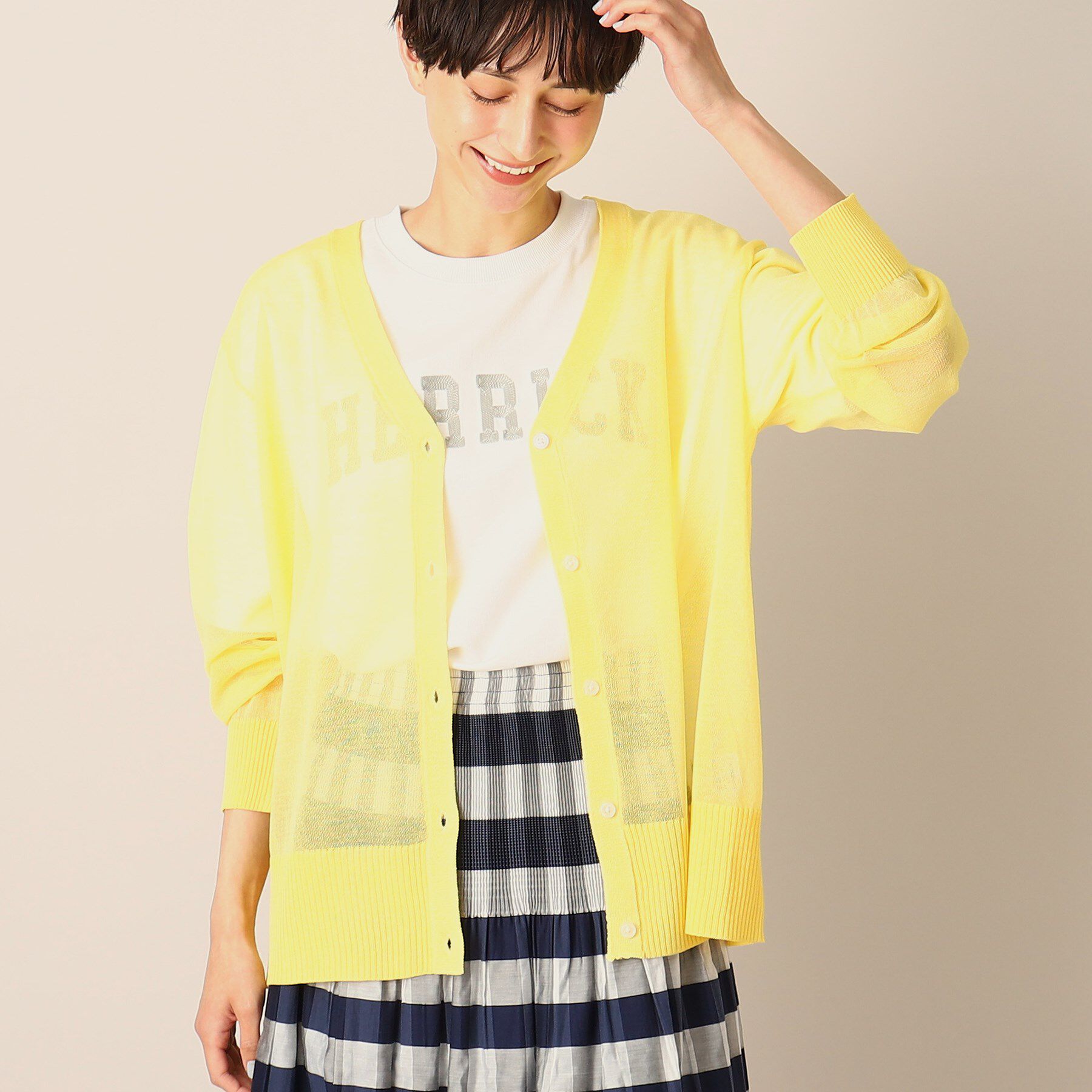 Dessin「【洗える】リネンブレンドVネックカーディガン」|カーディガン|