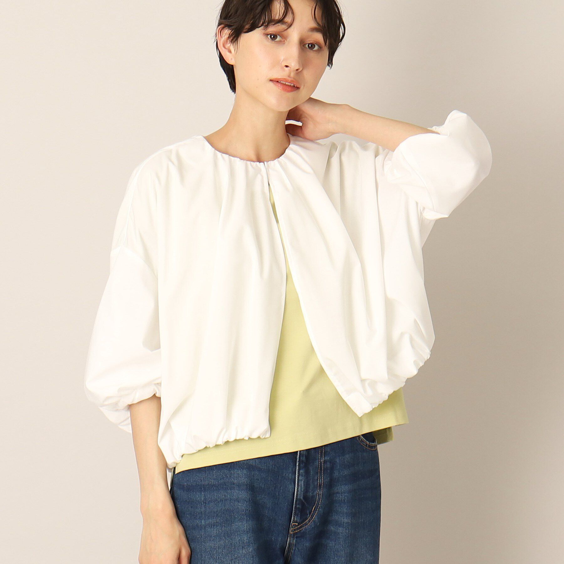 Dessin「【洗える】バルーンスリーブライトブルゾン」|カーディガン|