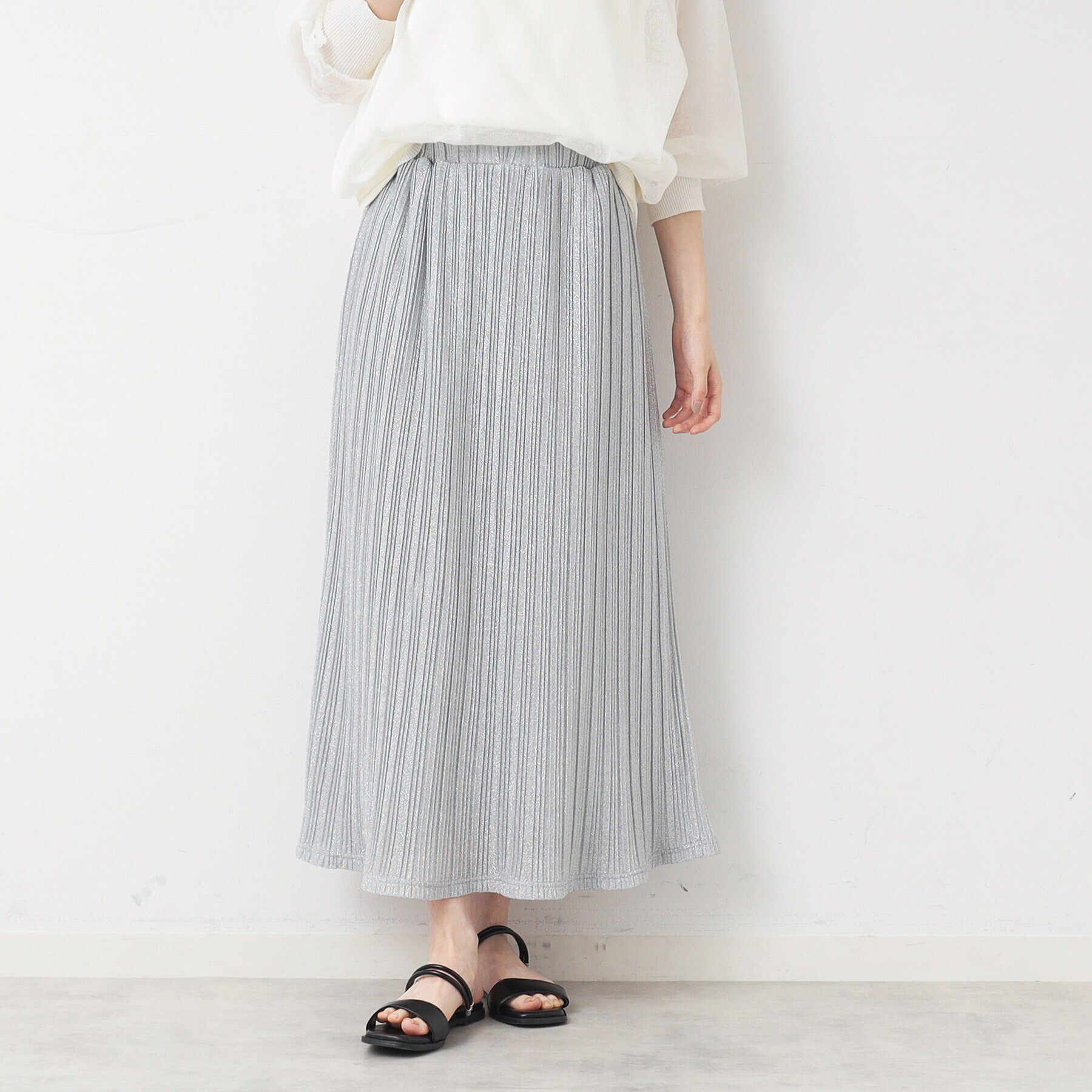 Dessin「【洗える】ラメプリーツスカート」|スカート|シルバー(006)