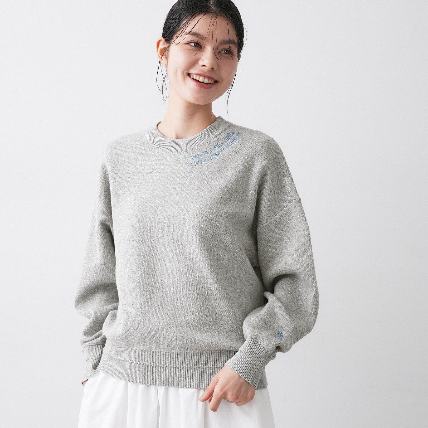 Dessin「【ユニセックス/洗える】ロゴ刺繍入りコットンジャカード」|ニット・セーター|