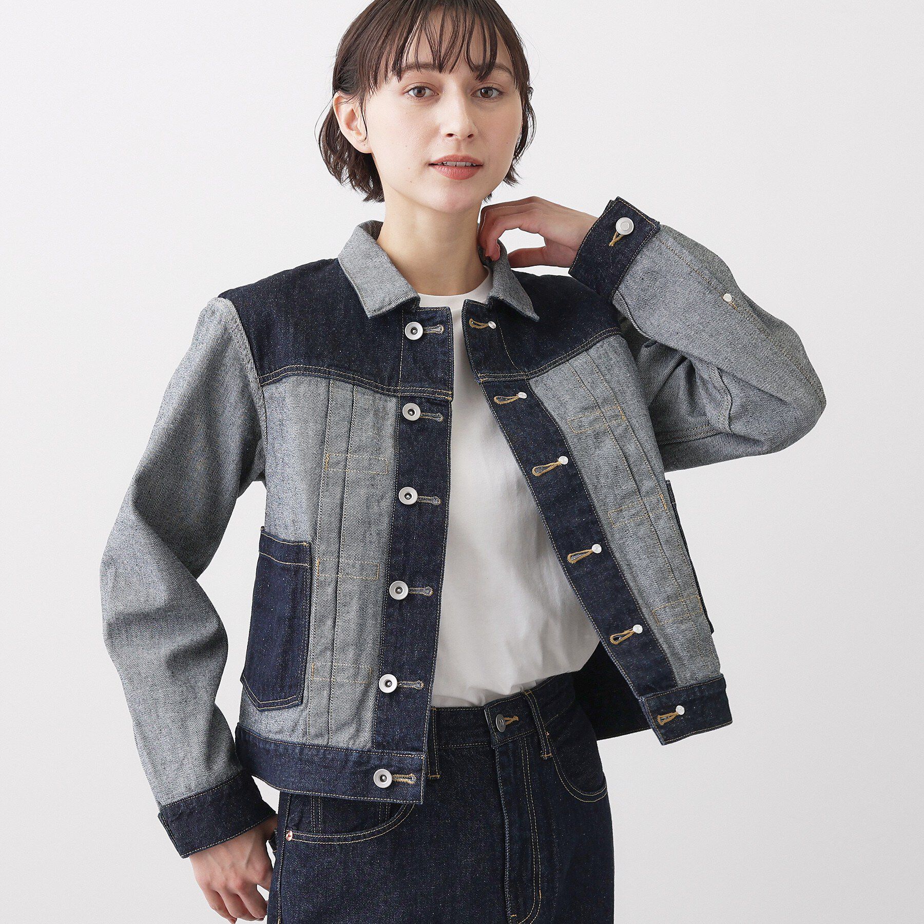 Dessin「【ユニセックス/2WAY】リバーシブルデニムジャケット」|デニムジャケット|ネイビー(094)