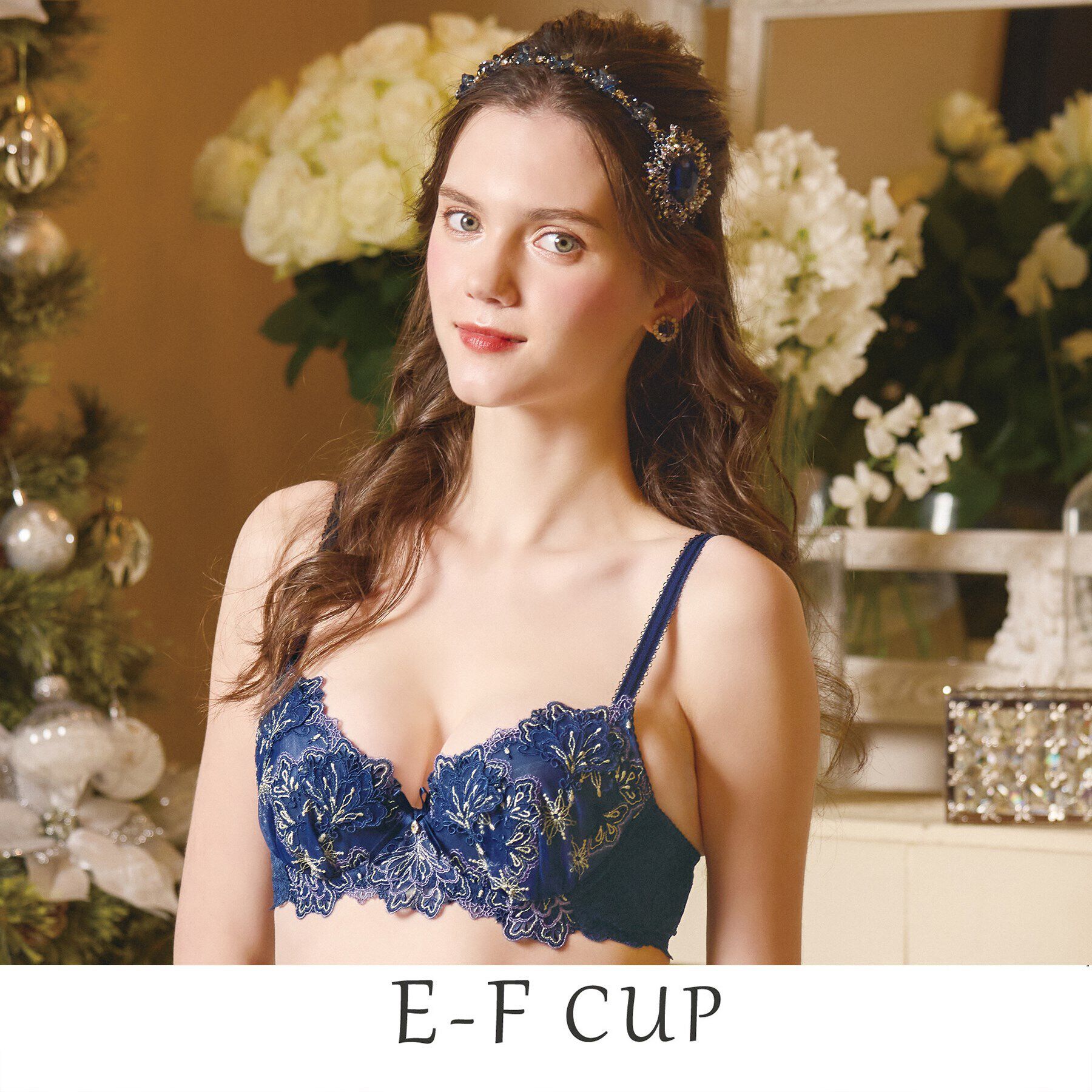 Risa Magli「カロリーネ ブラジャー（E-F）＜S Make Type＞」|インナー|ネイビー(094)