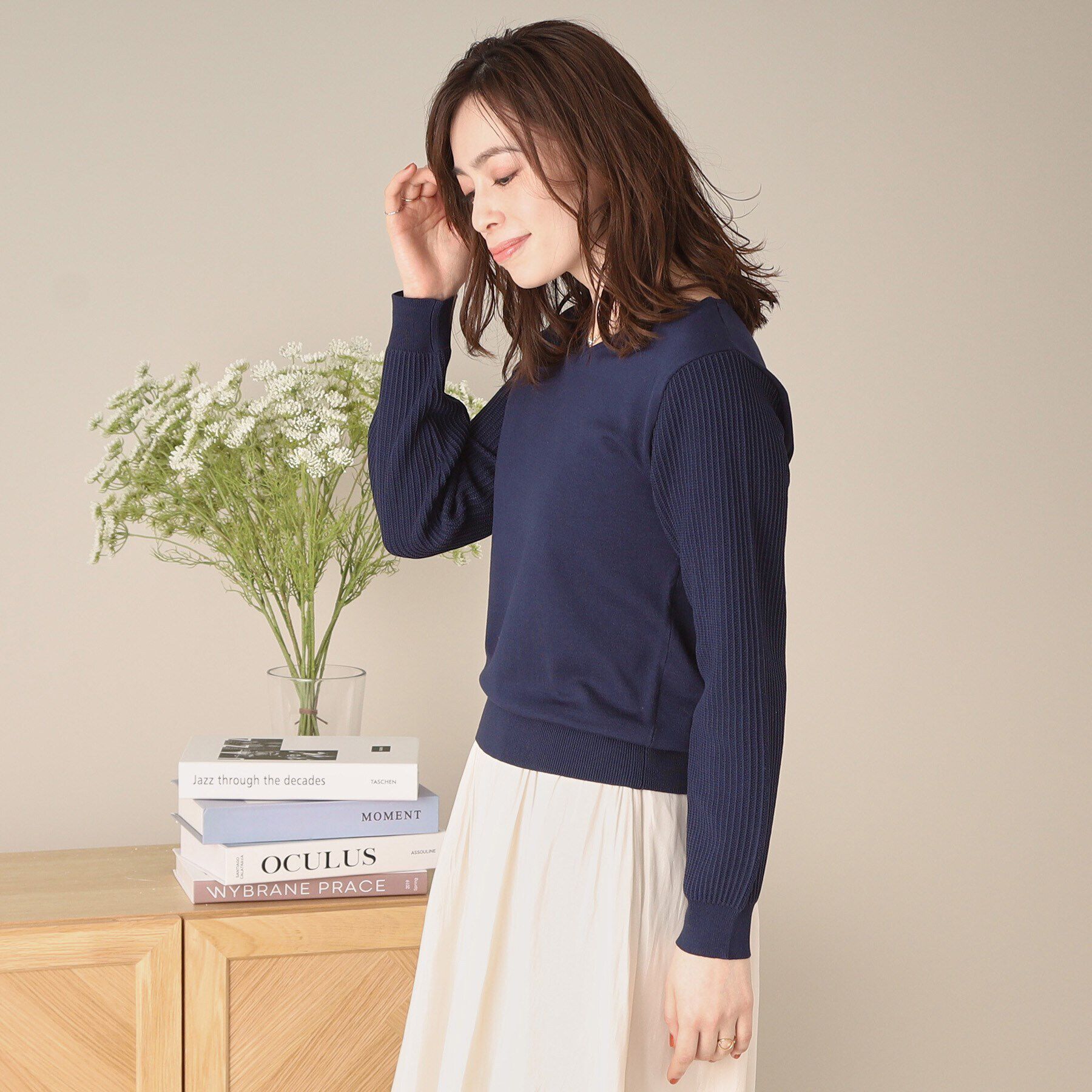 ITS&rsquo;DEMO「【アンチピリング／洗濯機OK】袖編地変化ニット」|ニット・セーター|