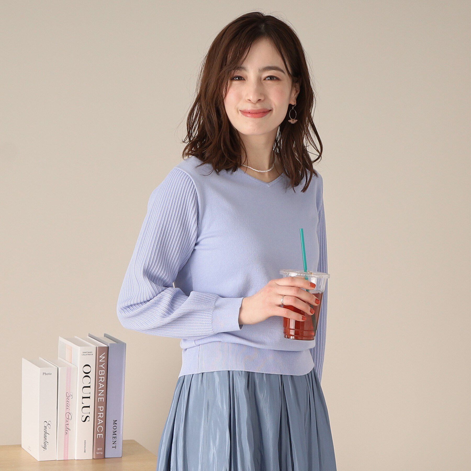 ITS&rsquo;DEMO「【アンチピリング／洗濯機OK】袖編地変化ニット」|ニット・セーター|ラベンダー(080)