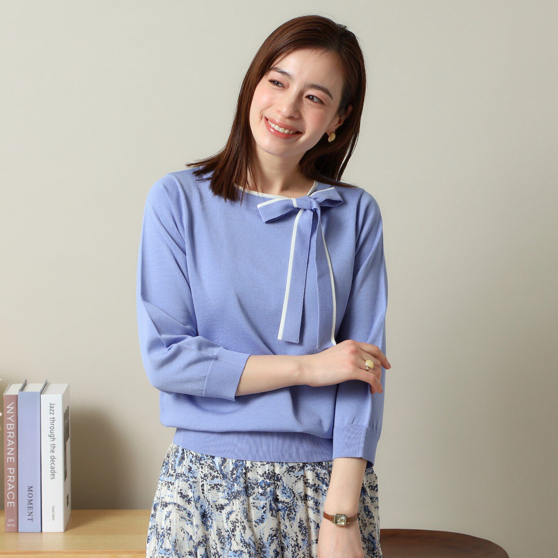 ITS&rsquo;DEMO「【縮みに強い／洗濯機OK】ボウタイリボンニット」|ニット・セーター|