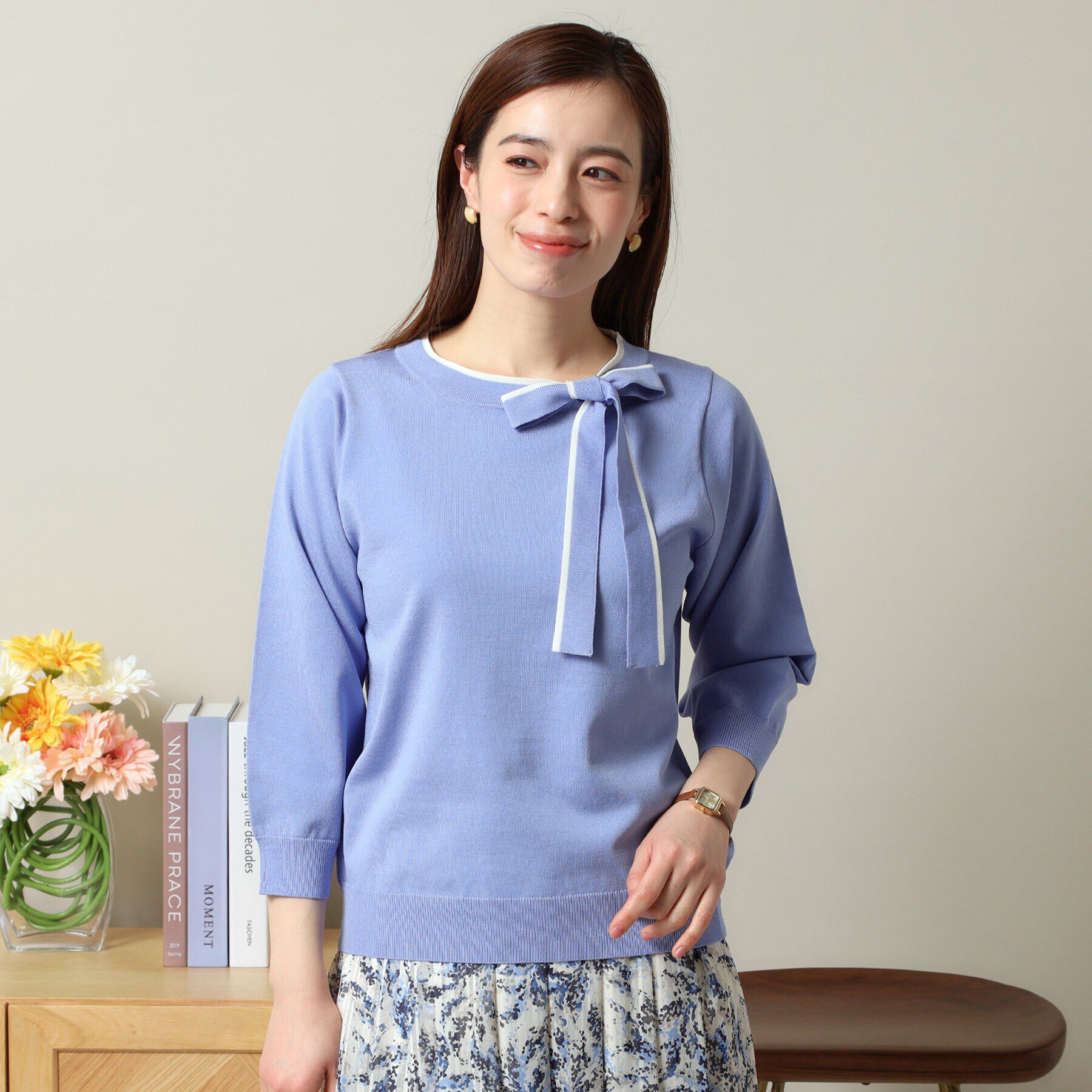 ITS&rsquo;DEMO「【縮みに強い／洗濯機OK】ボウタイリボンニット」|ニット・セーター|