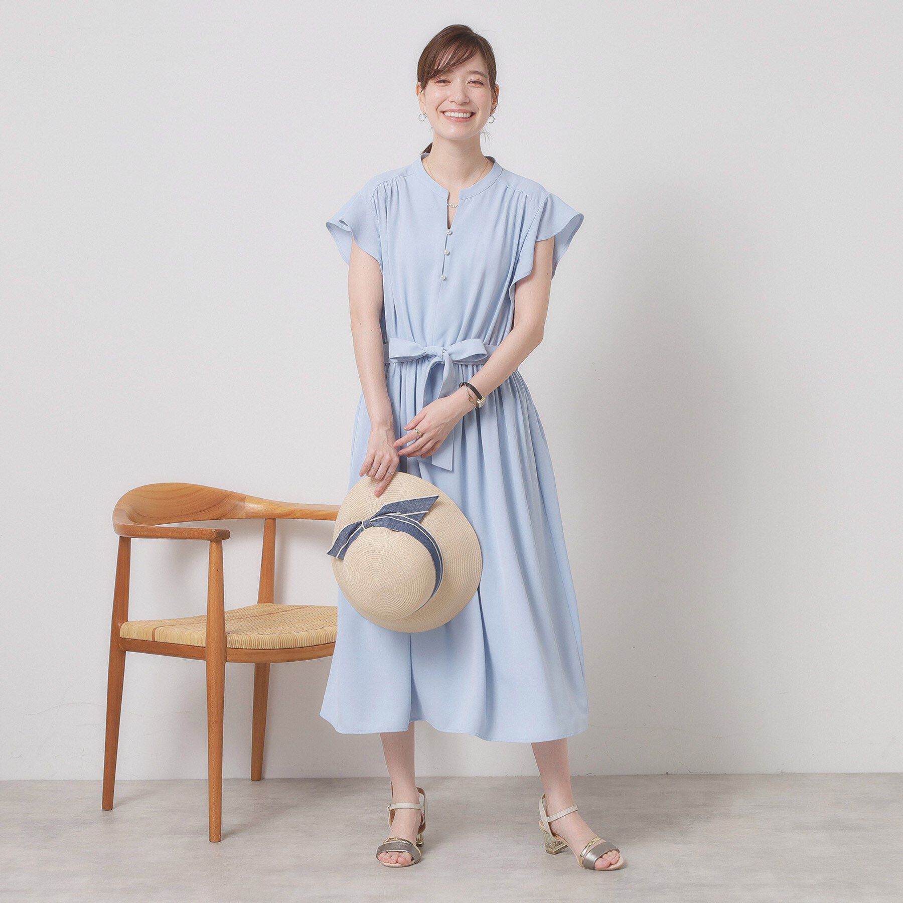 ITS&rsquo;DEMO「【手洗い可】フリル袖ブラウジングワンピース」|ワンピース|