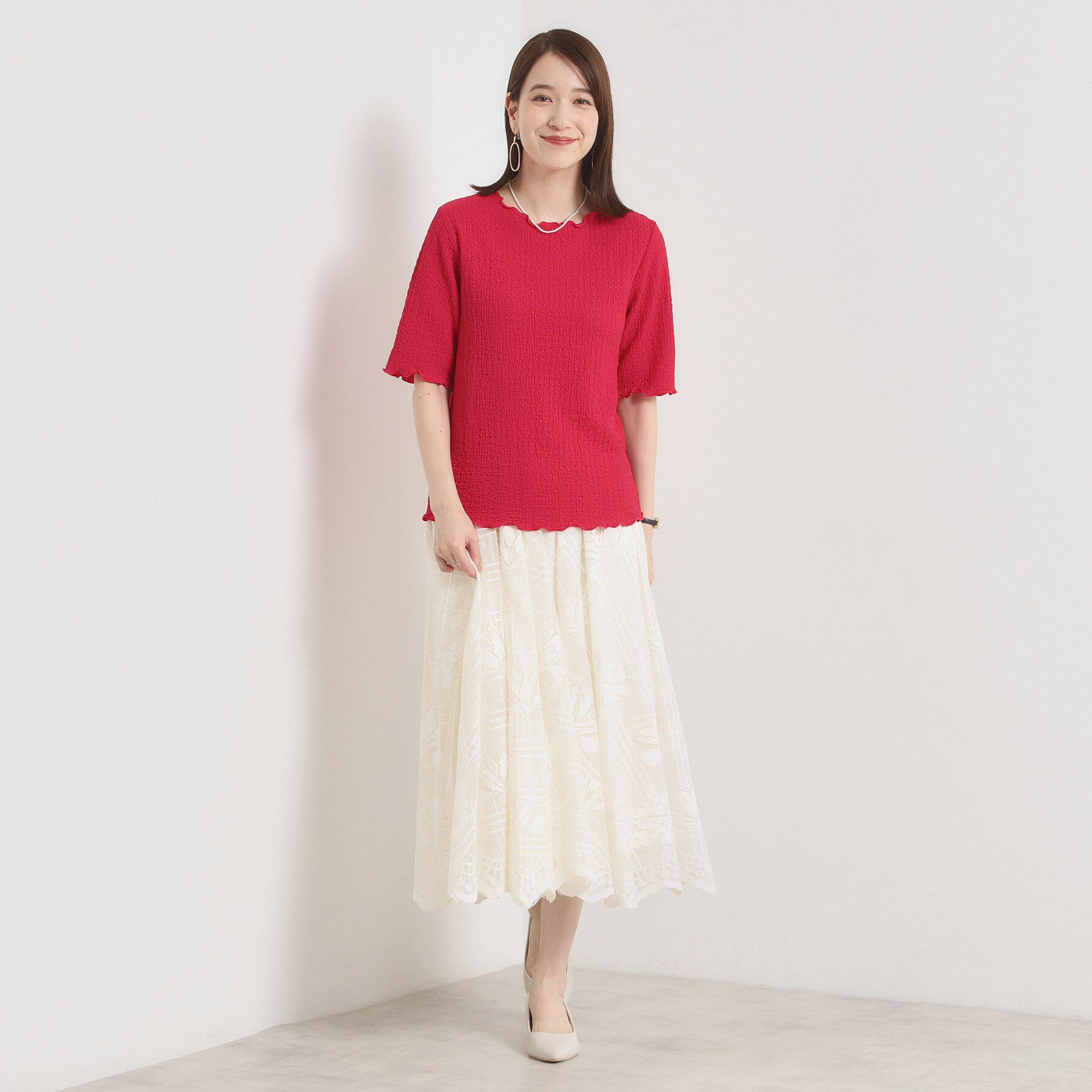 ITS&rsquo;DEMO「【手洗い可】シャーリングジャカードプルオーバー」|Tシャツ・カットソー|