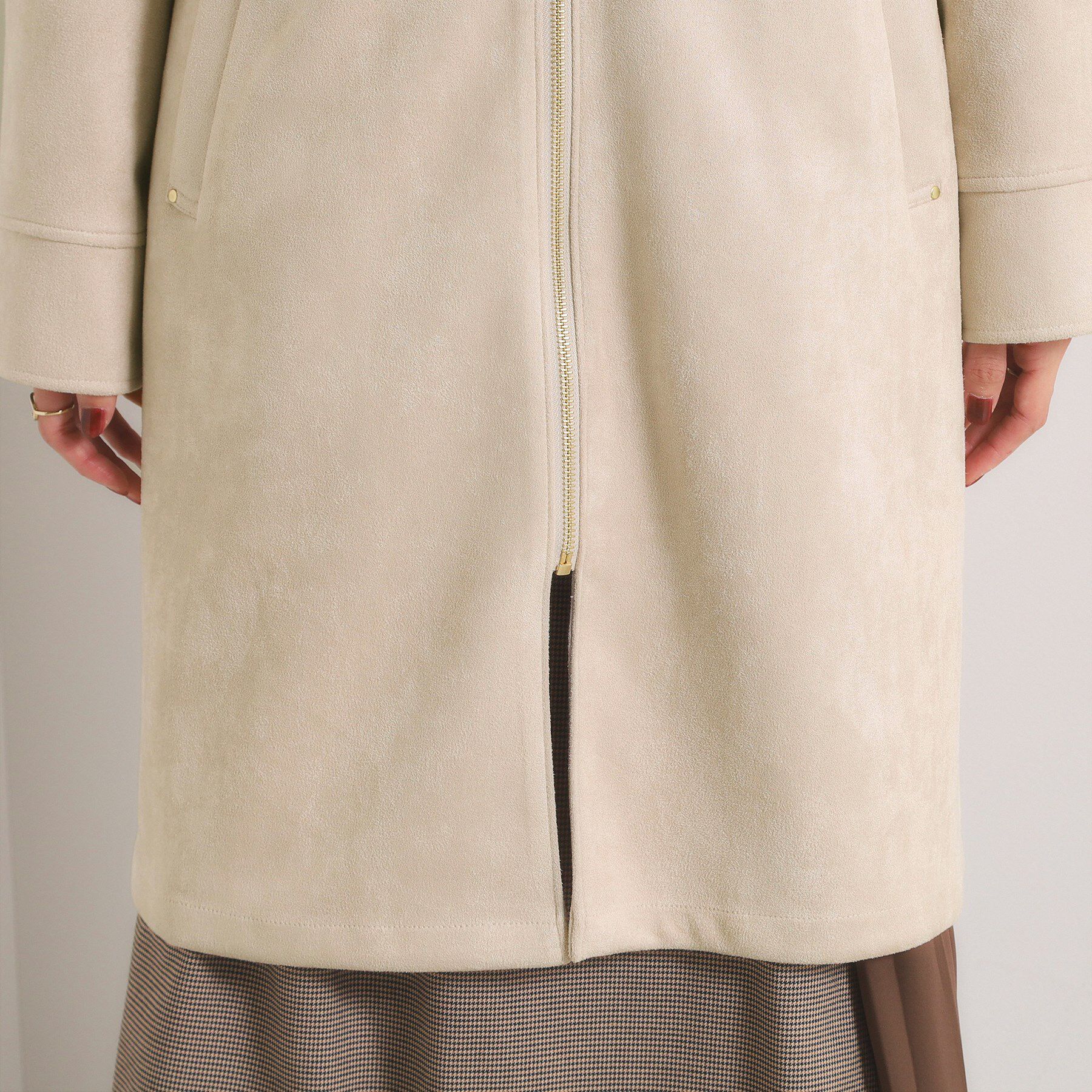 ITS&rsquo;DEMO「カットスエード調コート」|ノーカラーコート|