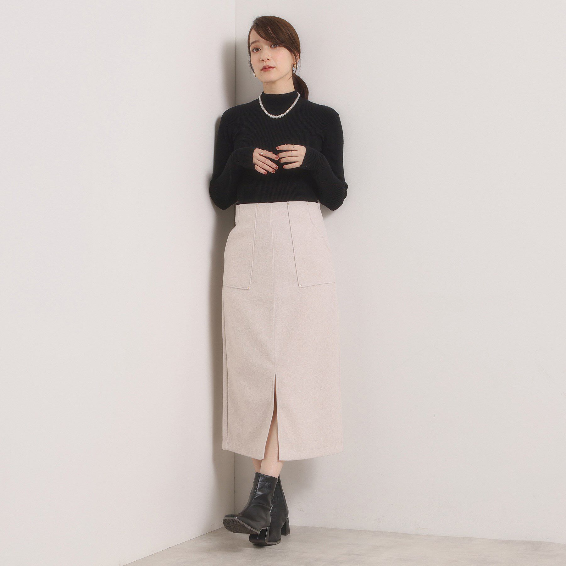 ITS&rsquo;DEMO「【洗濯機OK】カットメルトンタイトスカート」|スカート|