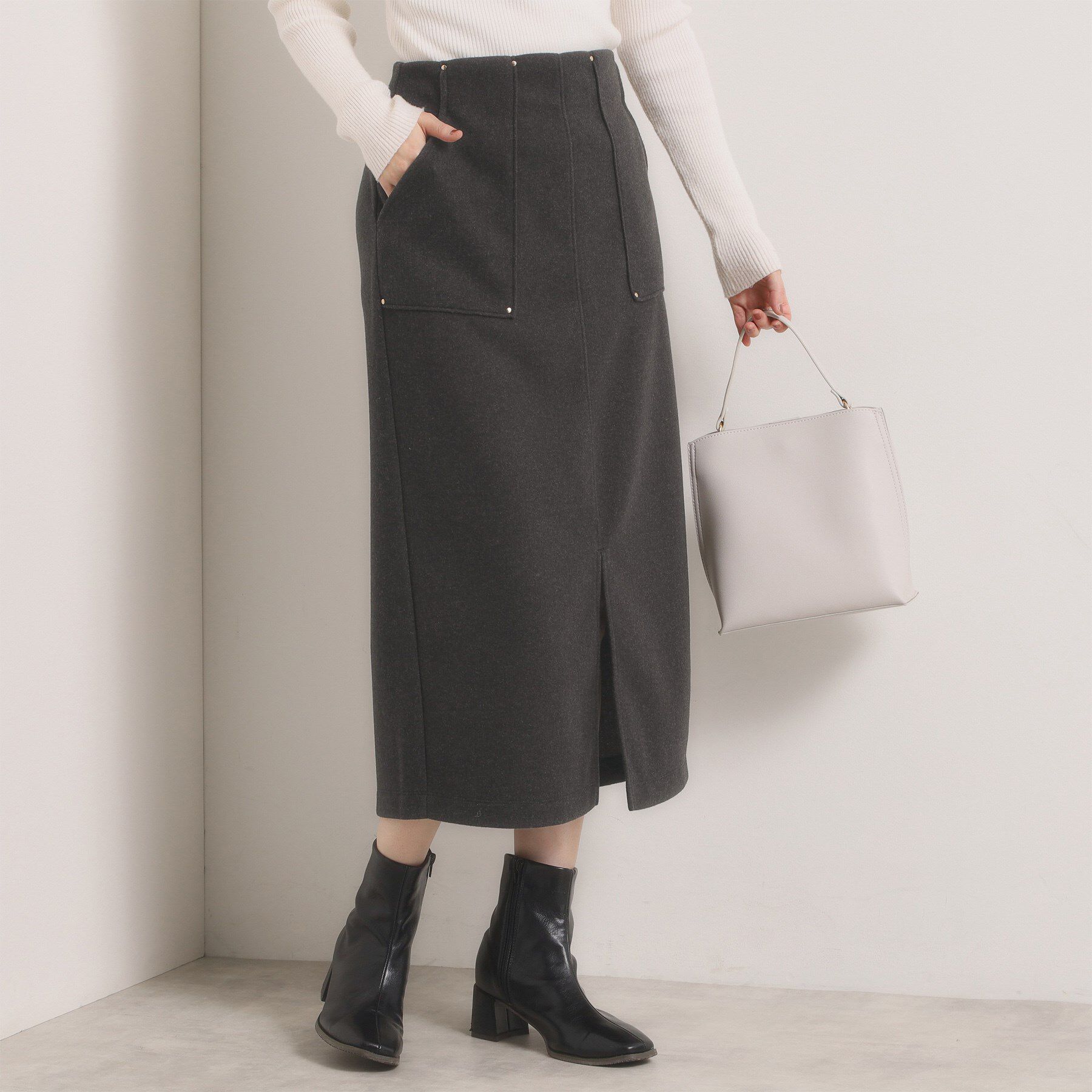 ITS&rsquo;DEMO「【洗濯機OK】カットメルトンタイトスカート」|スカート|