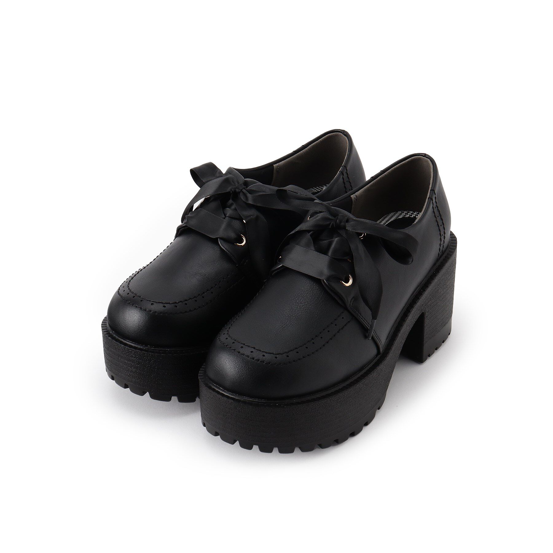 csT&P「厚底レースアップシューズ」|パンプス|ﾌﾞﾗｯｸ(019)