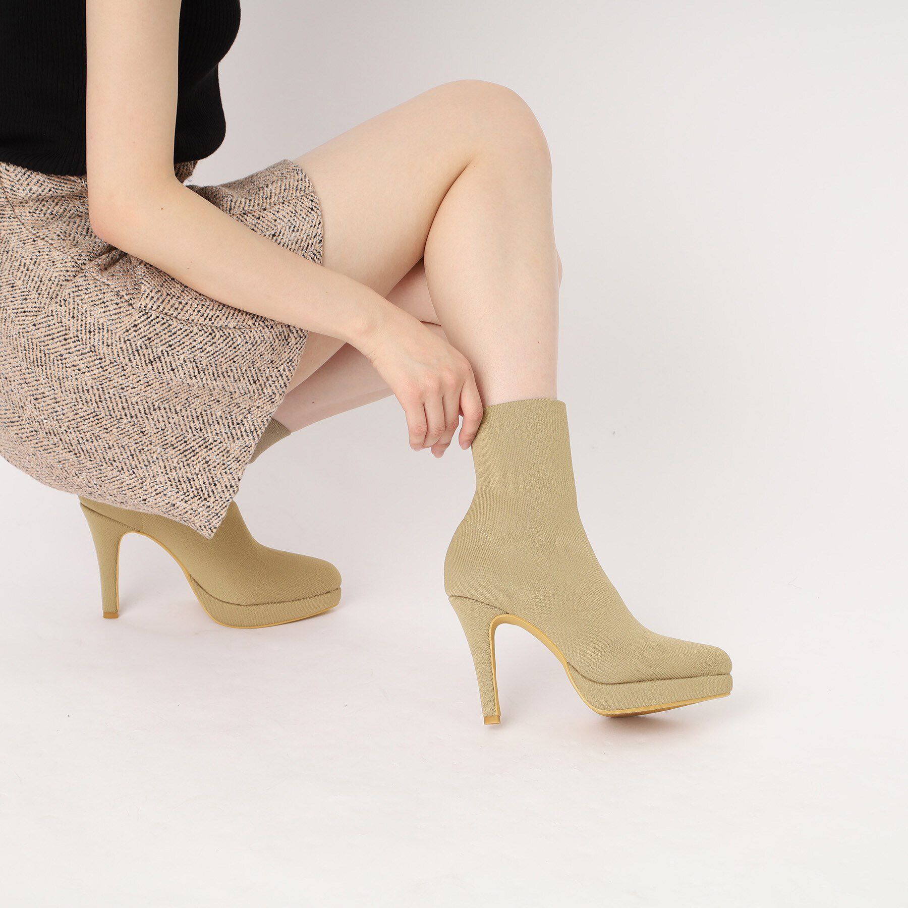 ESPERANZA「アーモンドトゥニットショートブーツ」|ショートブーツ|