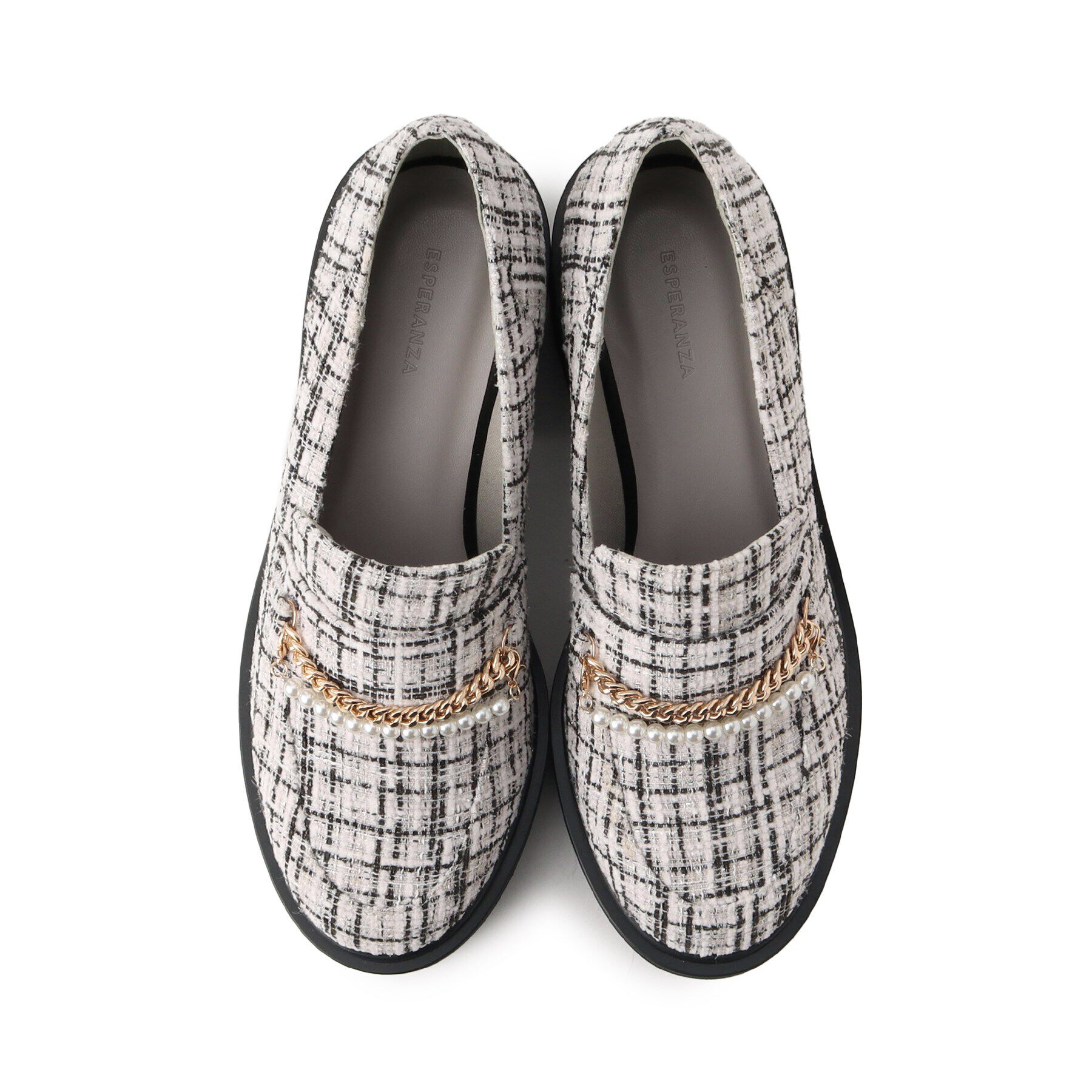 ESPERANZA「チェーン＆パール調モチーフローファー 24SS」|パンプス|