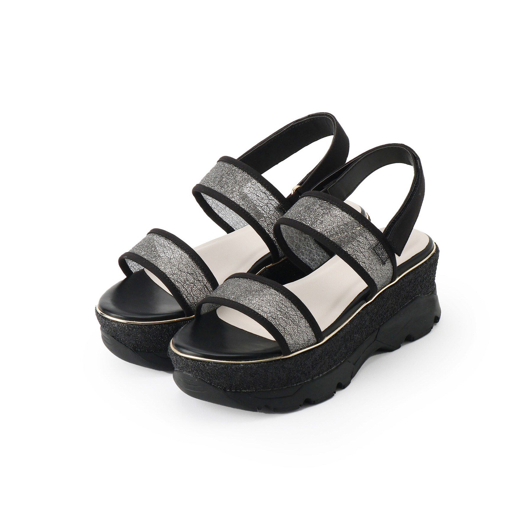 ESPERANZA「厚底ラメスポサン」|サンダル|ブラック(919)