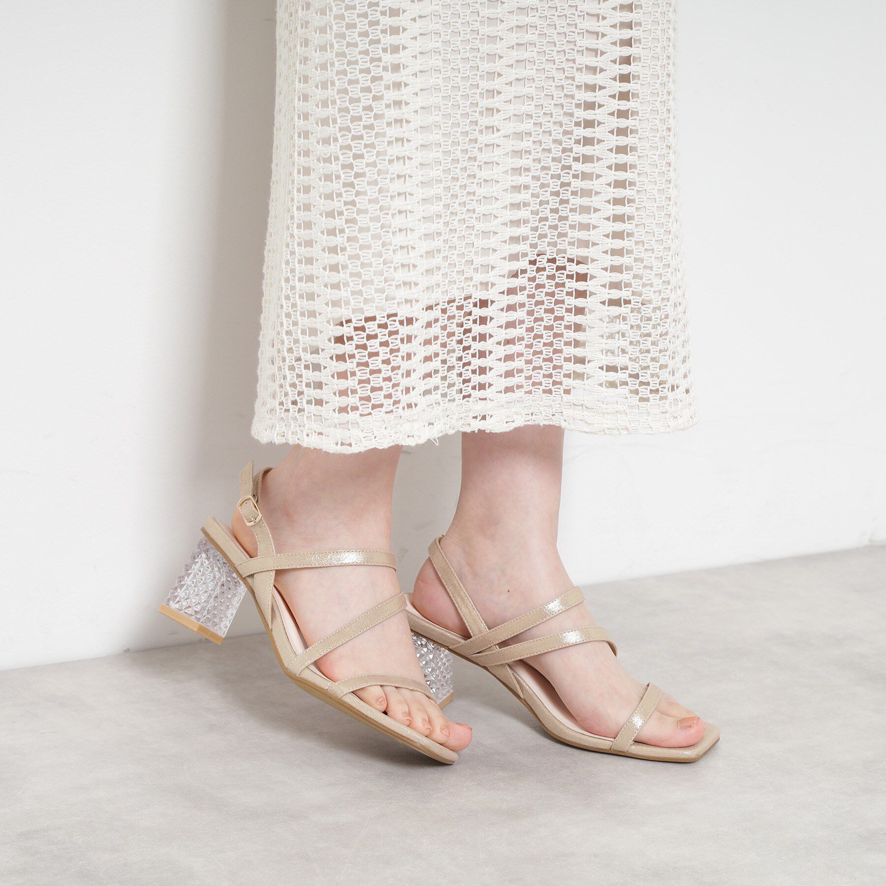 ESPERANZA「キルティングクリアヒールサンダル」|サンダル|