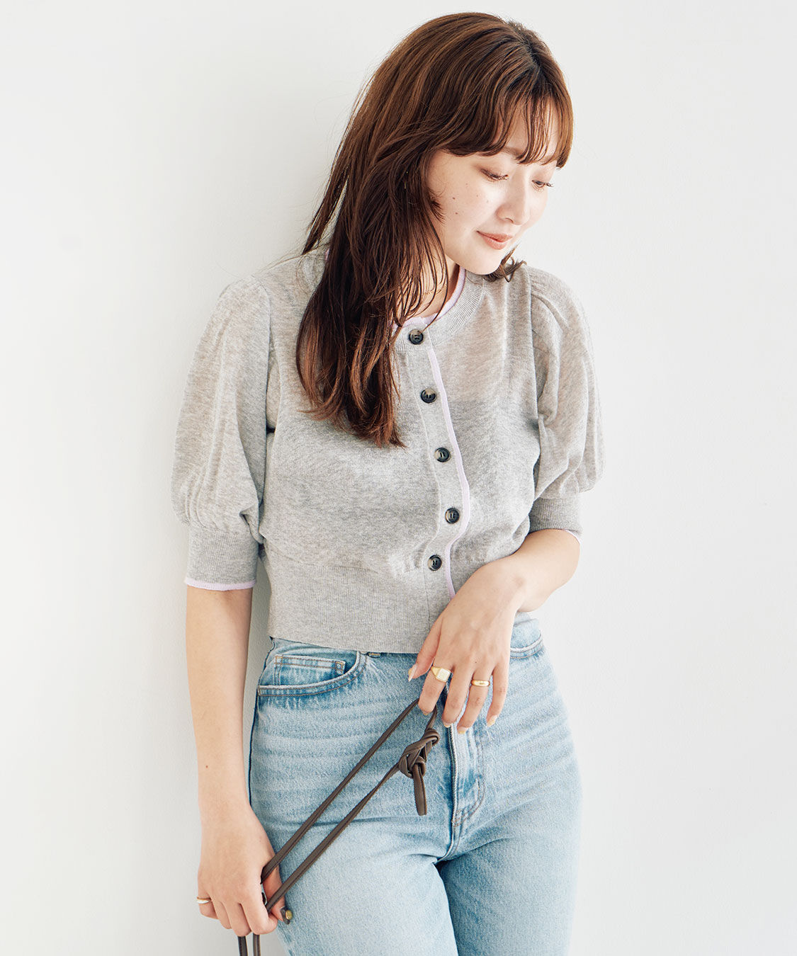 COCO DEAL「シアーバイカラーニットカーディガン」|ニット・セーター|