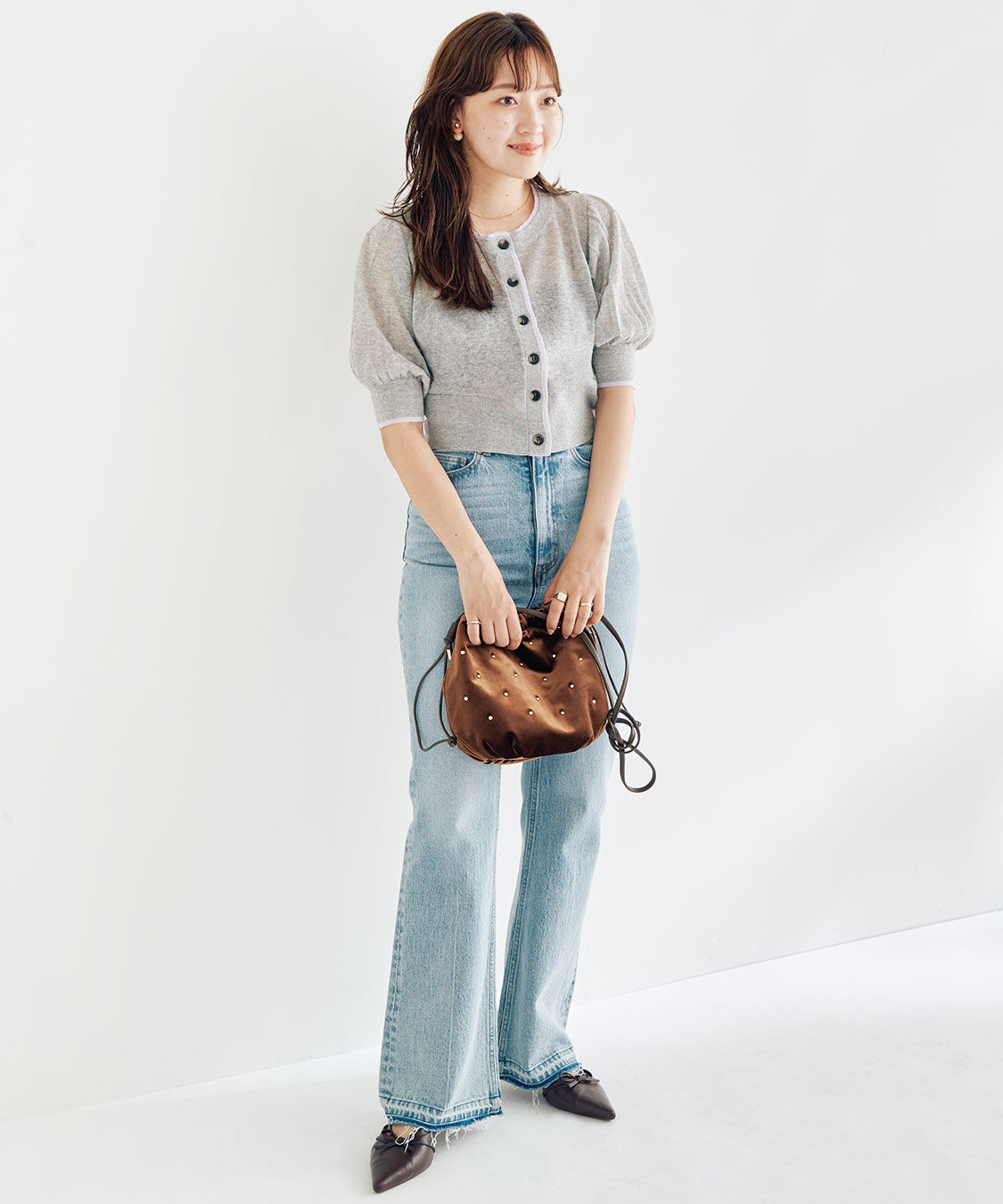 COCO DEAL「シアーバイカラーニットカーディガン」|ニット・セーター|