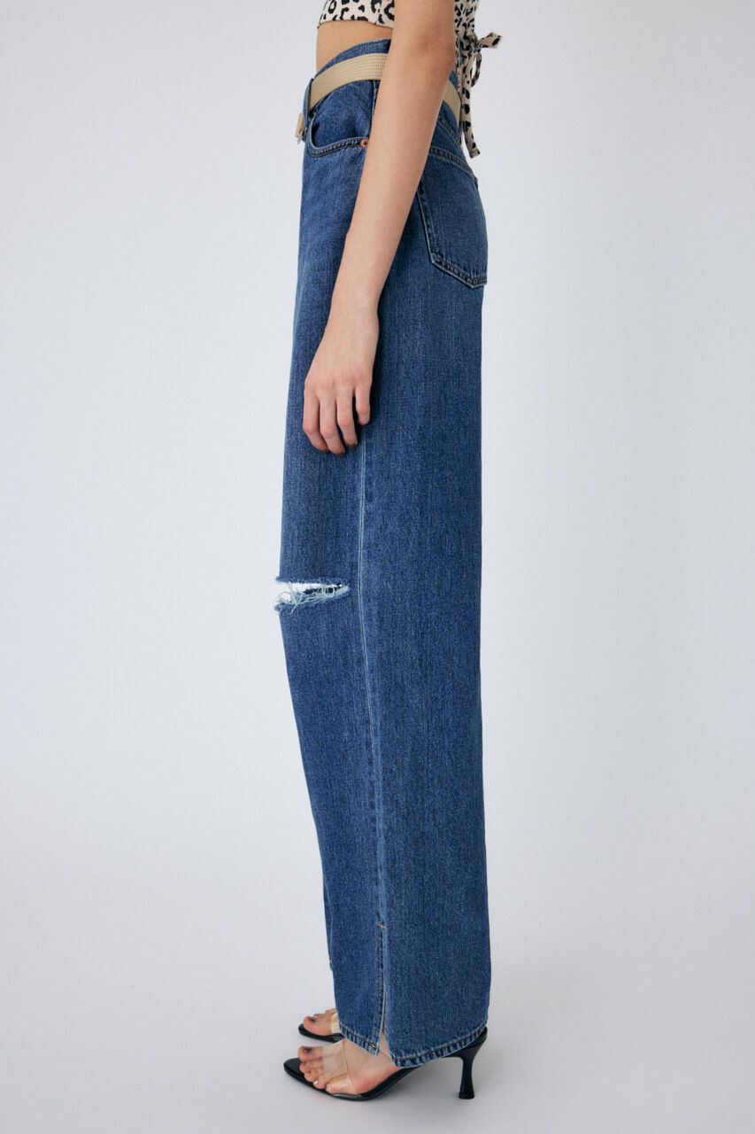 MOUSSY「KNEE SLIT LOOSE STRAIGHT」|デニム|