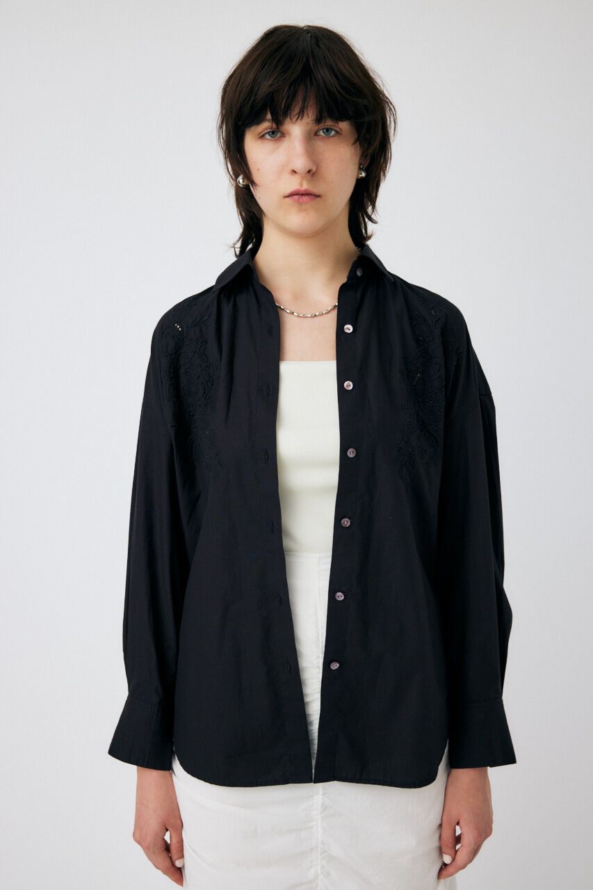 MOUSSY「EMBROIDERY POPLIN LOOSE シャツ」|シャツ・ブラウス|