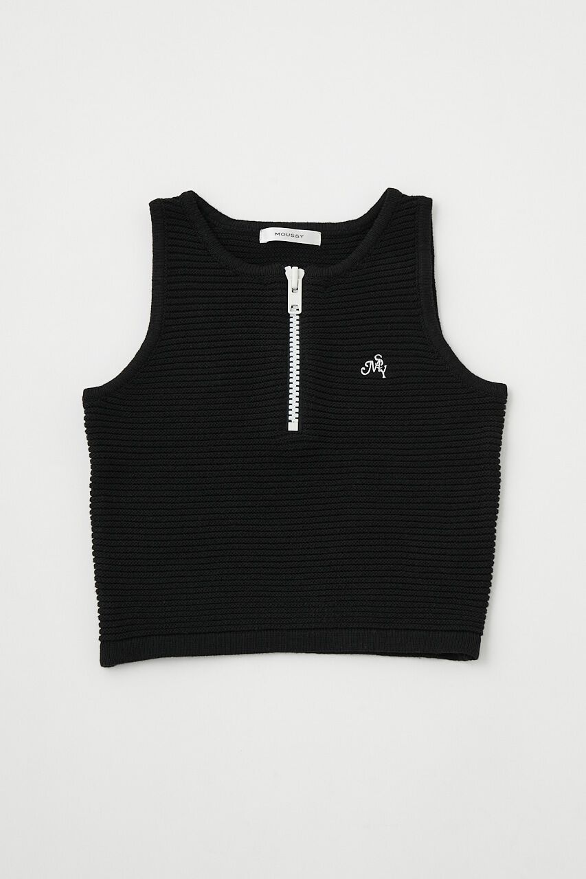 MOUSSY「ZIP UP KNIT タンクトップ」|タンクトップ|BLK
