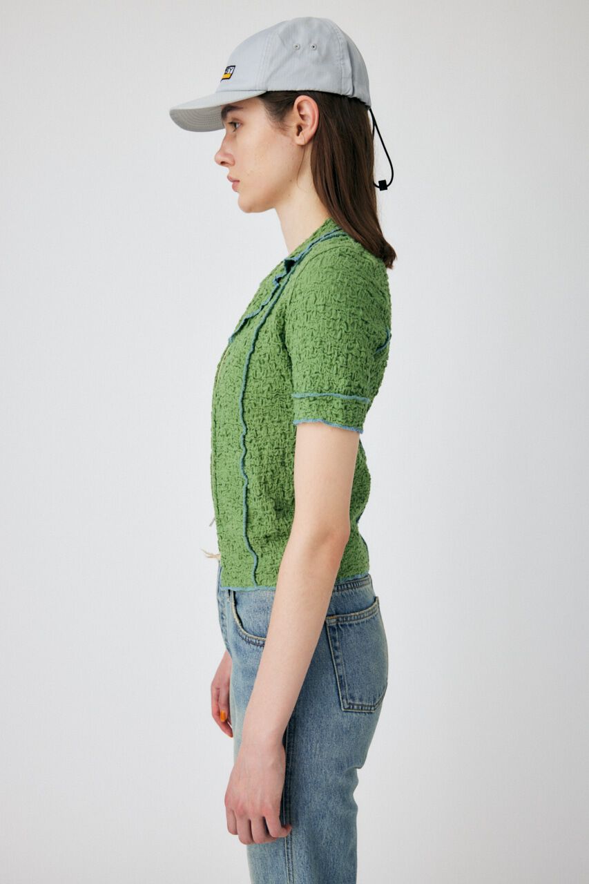 MOUSSY「BICOLOR LINE ZIP ブラウス」|Tシャツ・カットソー|