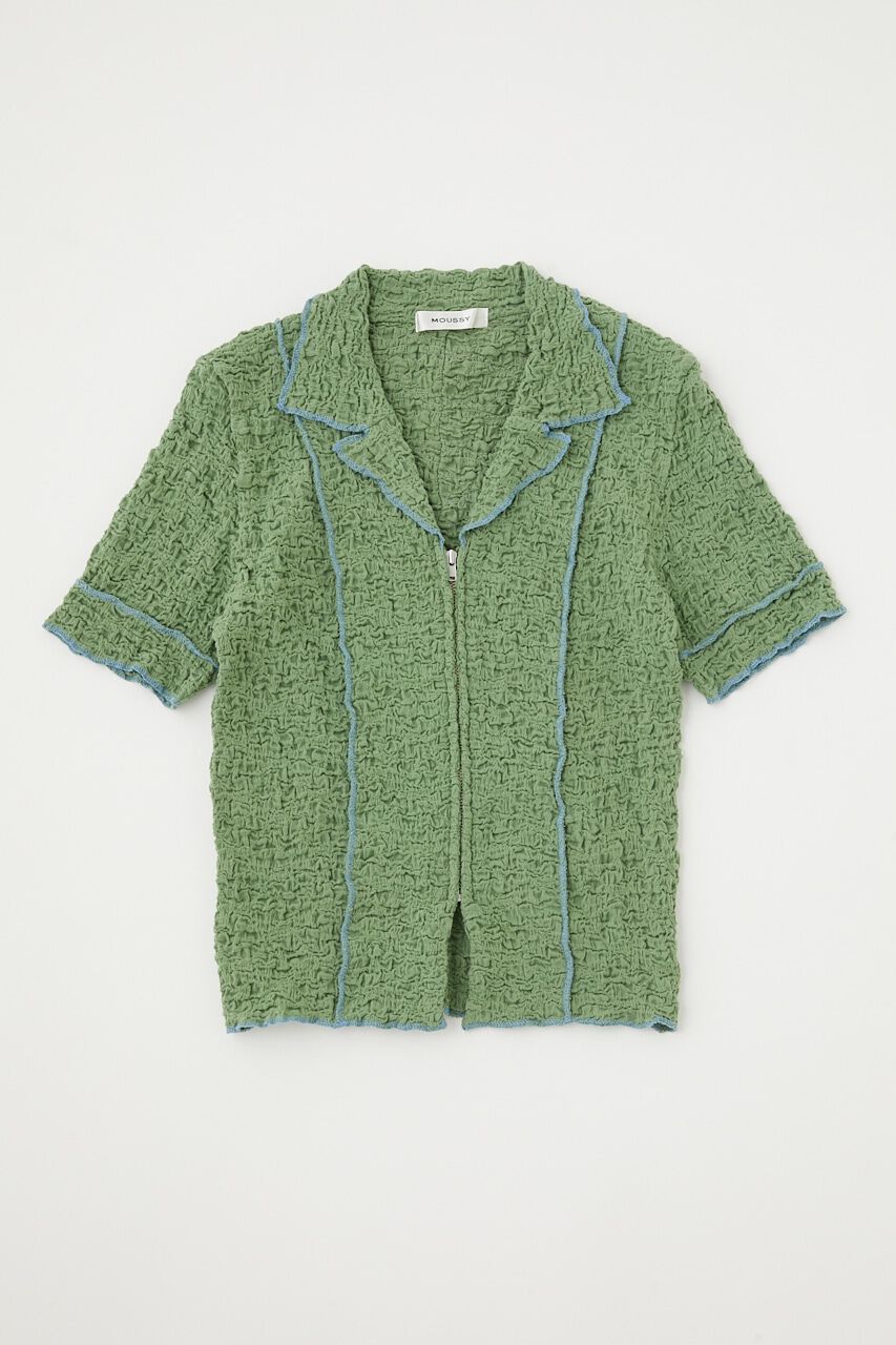 MOUSSY「BICOLOR LINE ZIP ブラウス」|Tシャツ・カットソー|