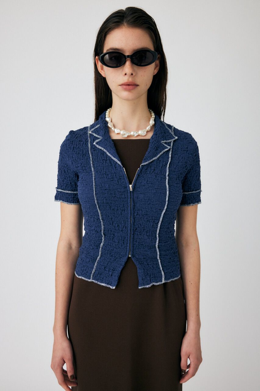 MOUSSY「BICOLOR LINE ZIP ブラウス」|Tシャツ・カットソー|