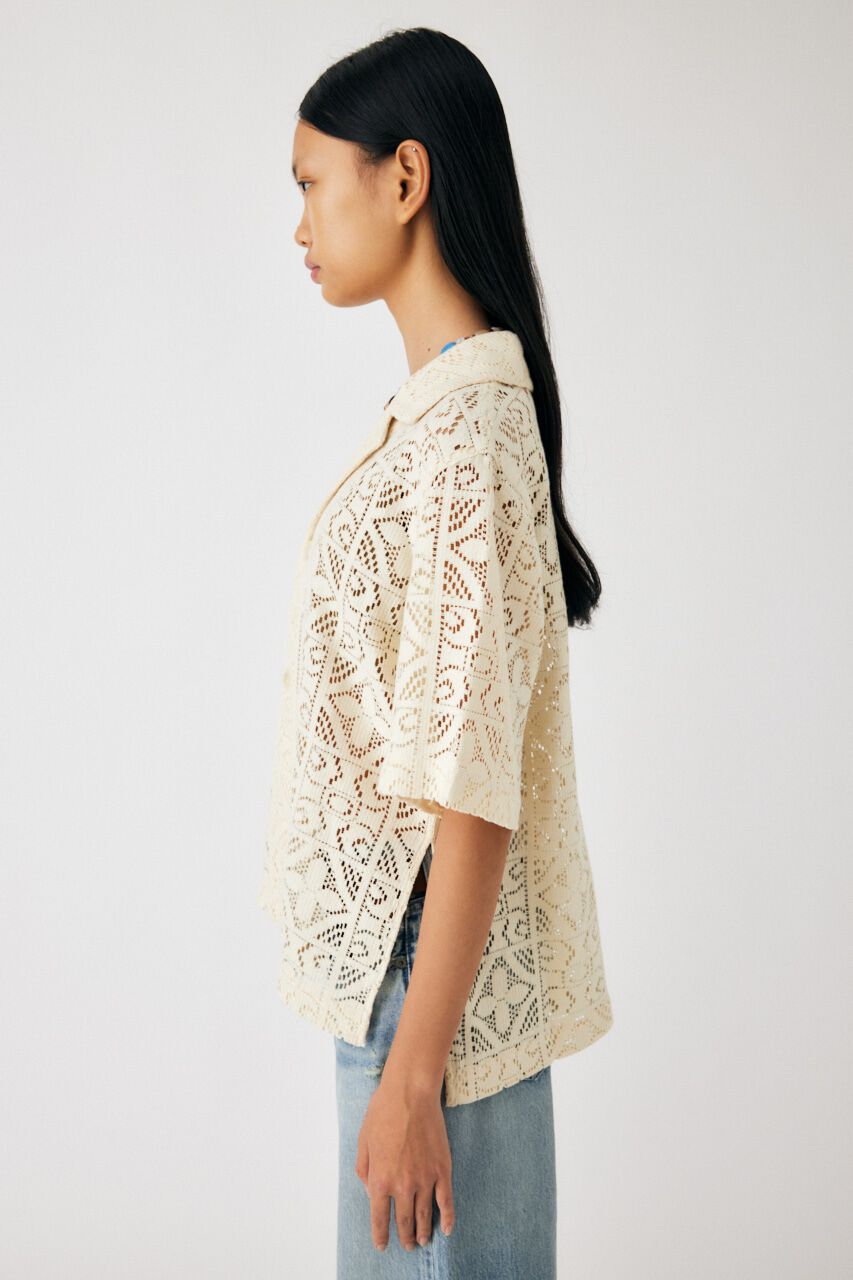 MOUSSY「PANEL LACE HALF SLEEVE シャツ」|シャツ・ブラウス|