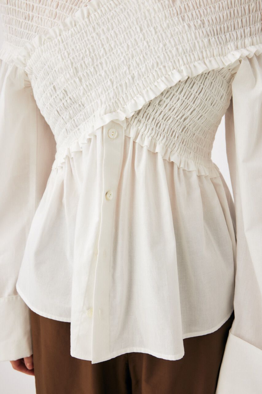 MOUSSY「SHIRRING OFF SHOULDER シャツ」|シャツ・ブラウス|