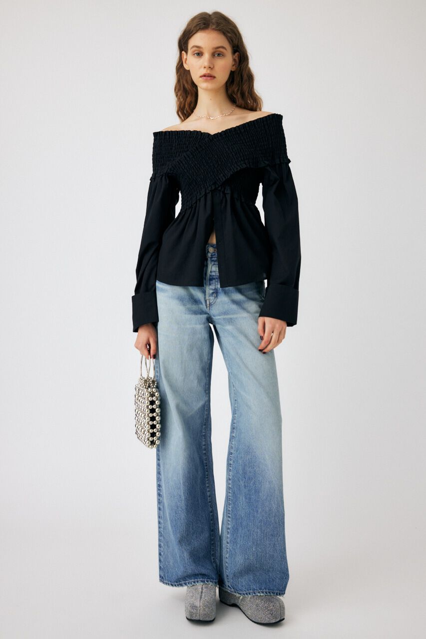 MOUSSY「SHIRRING OFF SHOULDER シャツ」|シャツ・ブラウス|