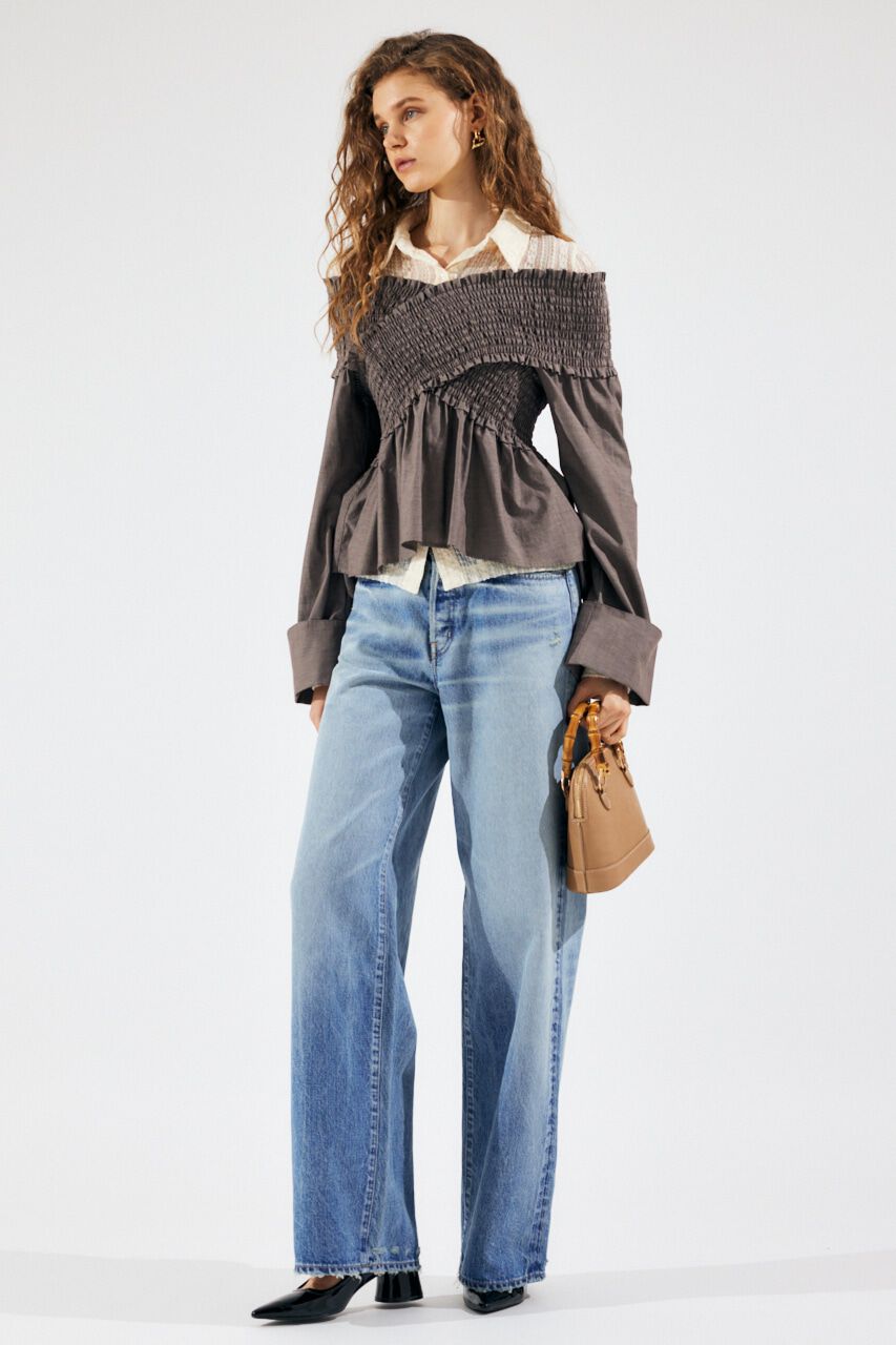 MOUSSY「SHIRRING OFF SHOULDER シャツ」|シャツ・ブラウス|