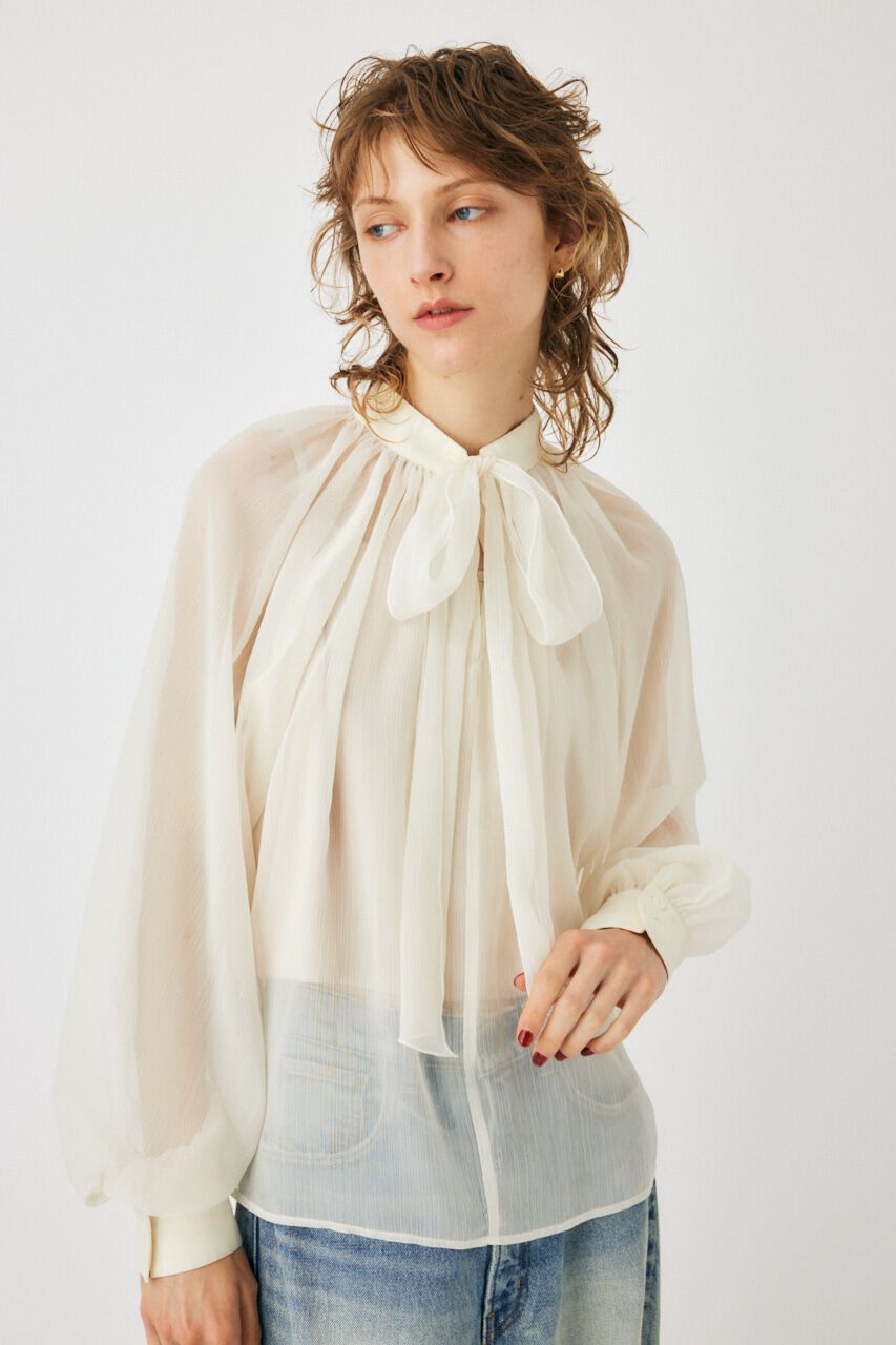 MOUSSY「BACK RIBBON SHEER ブラウス」|シャツ・ブラウス|