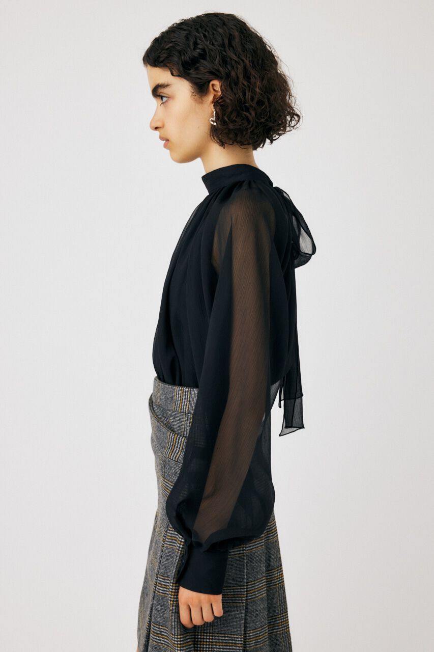 MOUSSY「BACK RIBBON SHEER ブラウス」|シャツ・ブラウス|