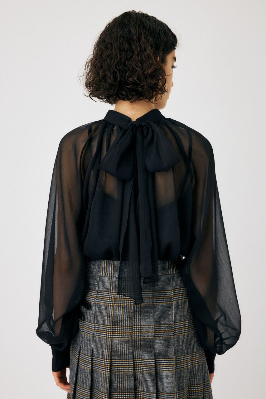 MOUSSY「BACK RIBBON SHEER ブラウス」|シャツ・ブラウス|