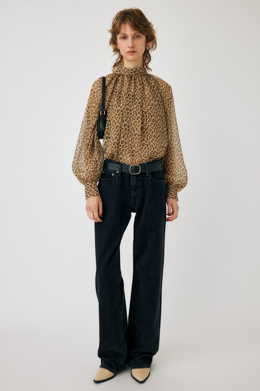 MOUSSY「BACK RIBBON SHEER ブラウス」|シャツ・ブラウス|柄BEG5