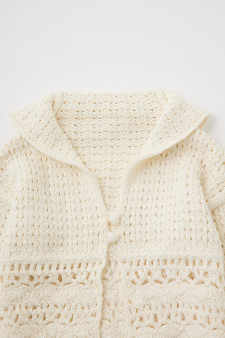 MOUSSY「CROCHET CROPPED KNIT カーディガン」|カーディガン|