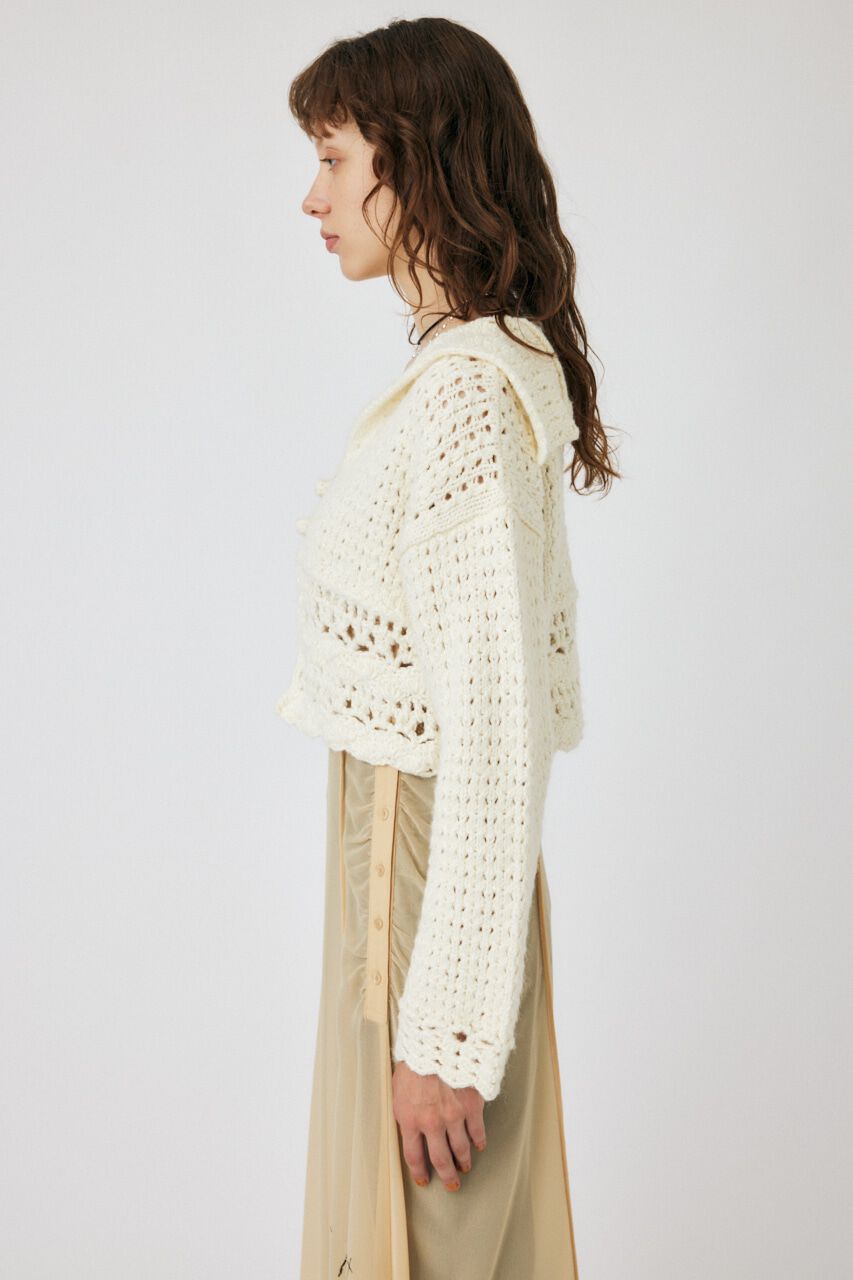 MOUSSY「CROCHET CROPPED KNIT カーディガン」|カーディガン|