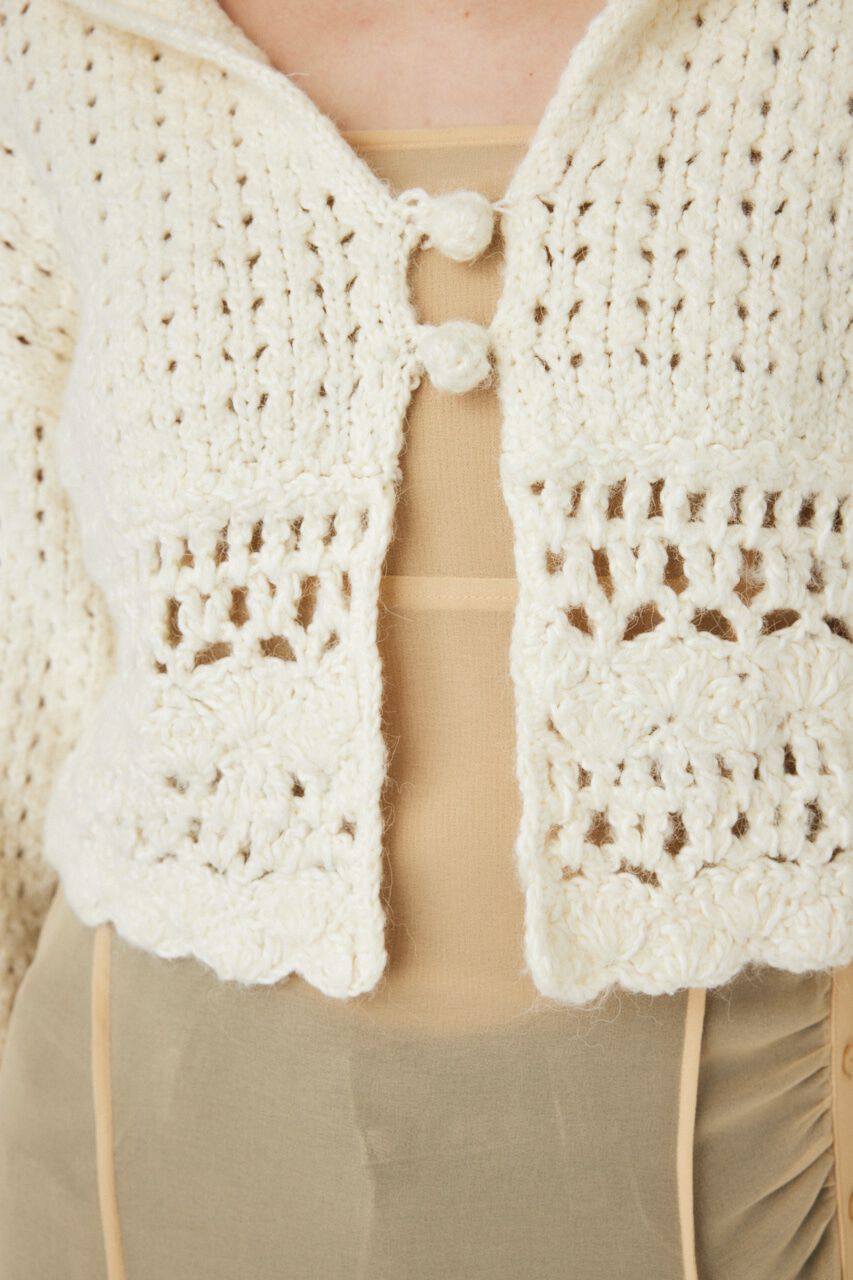 MOUSSY「CROCHET CROPPED KNIT カーディガン」|カーディガン|