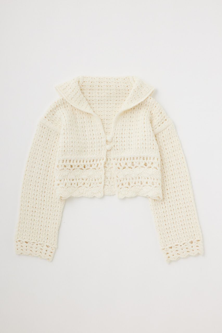 MOUSSY「CROCHET CROPPED KNIT カーディガン」|カーディガン|