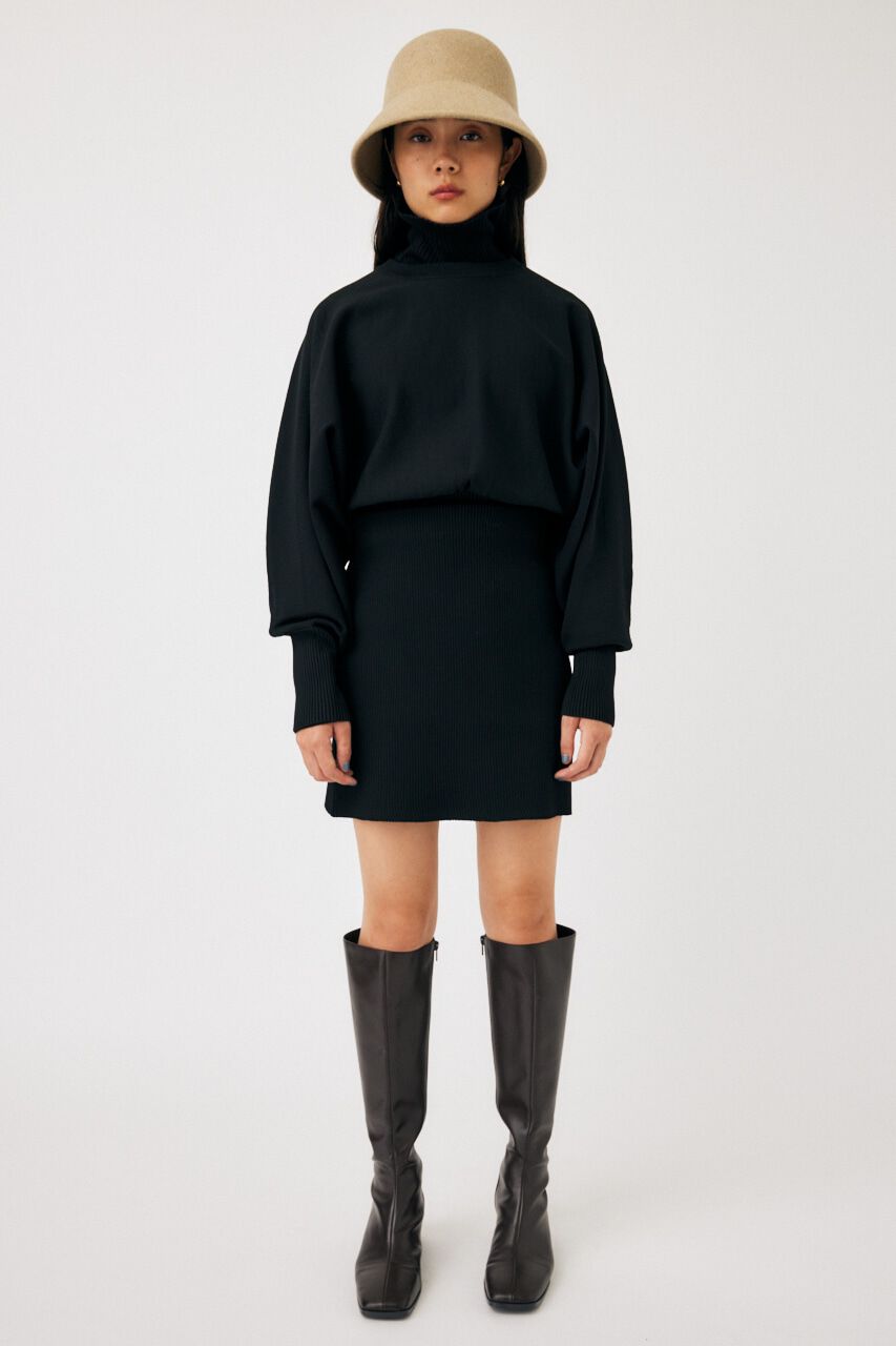 MOUSSY「KNIT COMBI MINI ドレス」|ワンピース|BLK