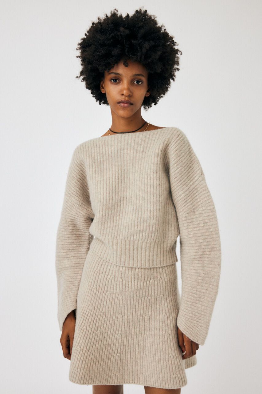 MOUSSY「WOOLBANANA SLEEVE WOOL ニット」|ニット・セーター|L/BEG1